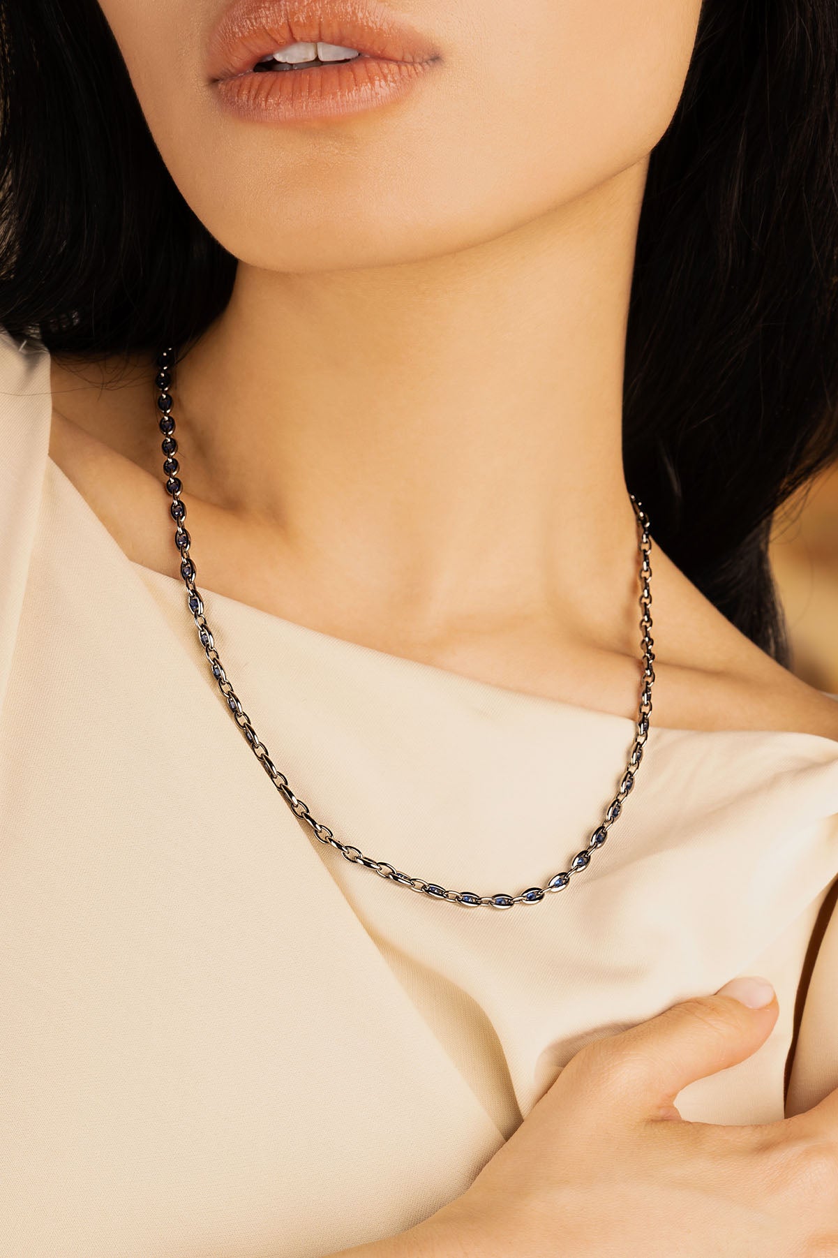 Collier Ajustable Chaîne Pavé APM Monaco en argent