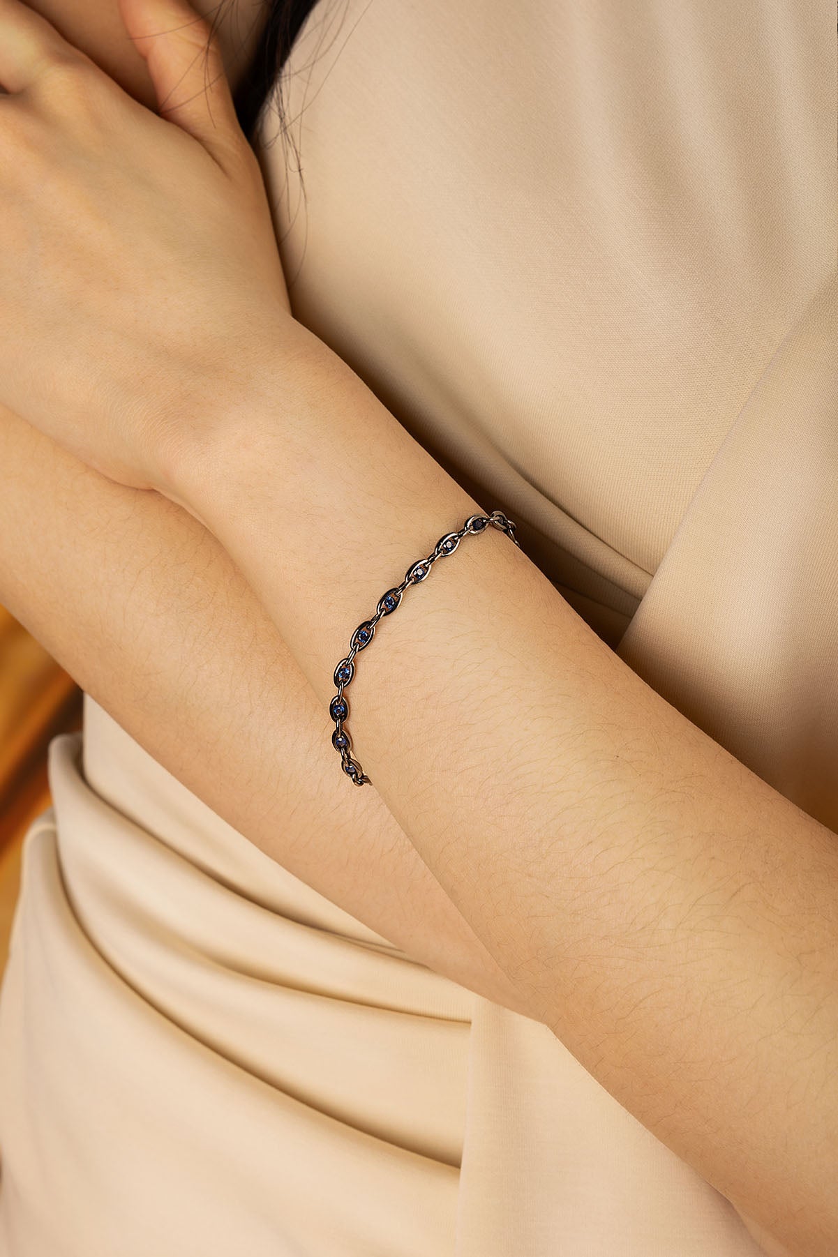 Bracelet Ajustable Chaîne Pavé APM Monaco en argent
