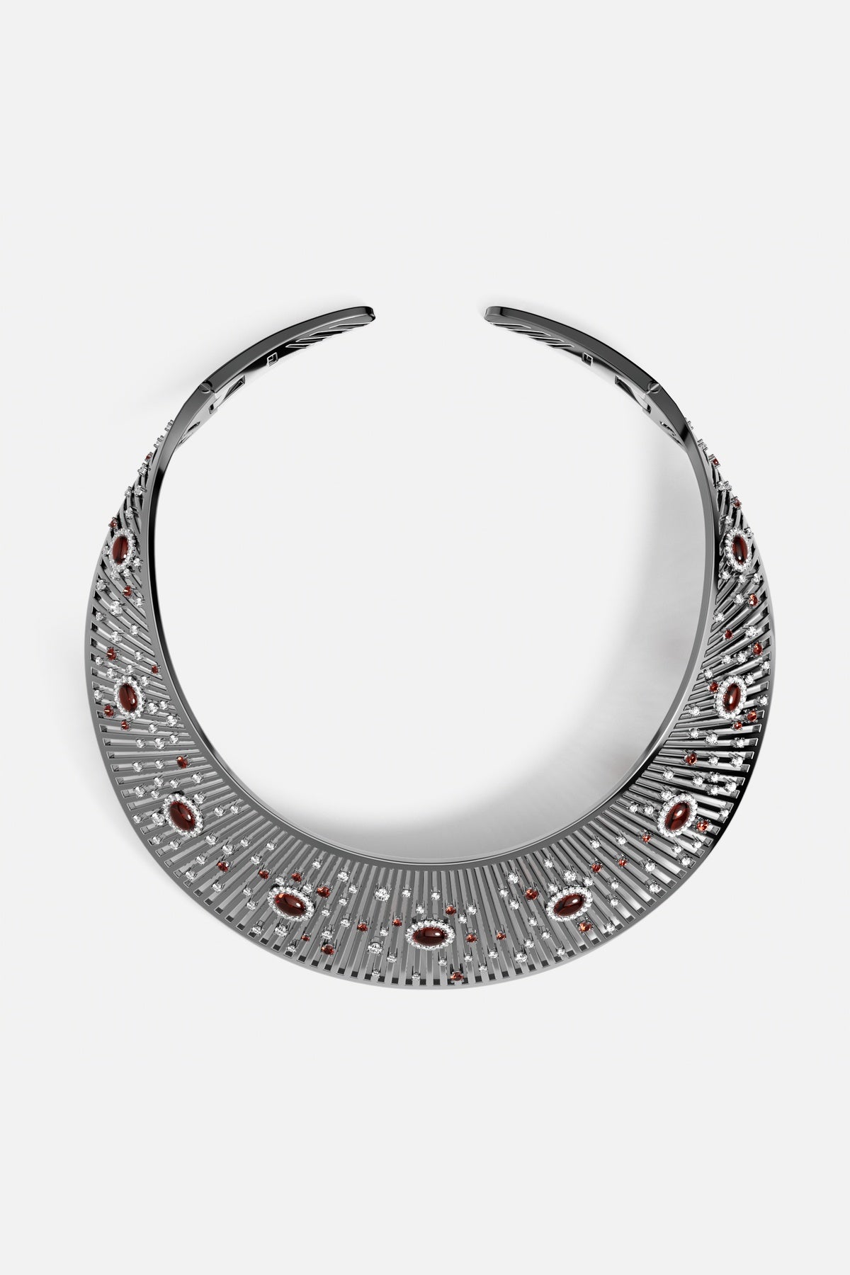 Collier APM, allure sculpturale rehaussée de touches rouges éclatantes.
