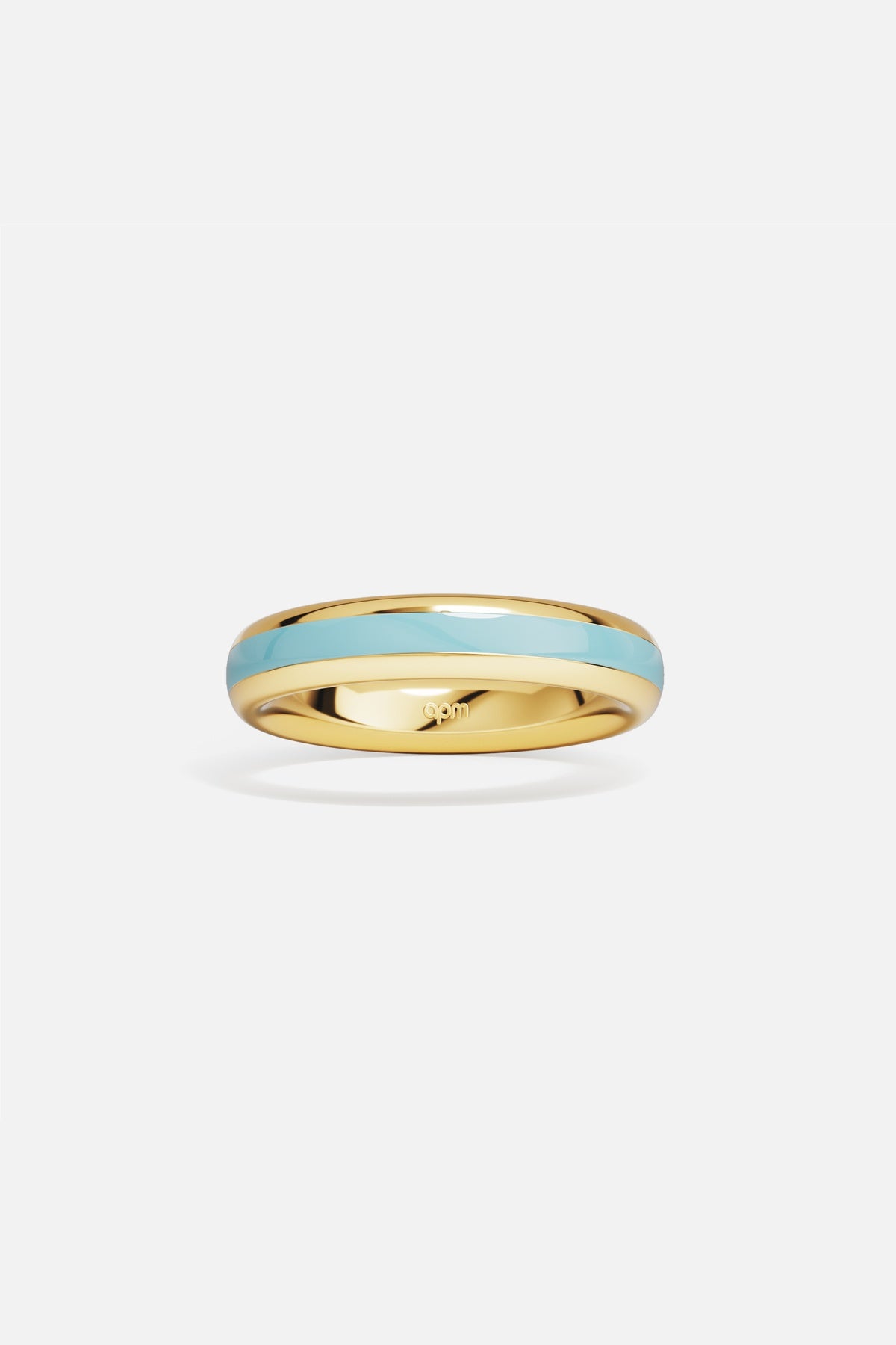 Bague APM aux tons dorés et bleu ciel, une douceur lumineuse au quotidien.