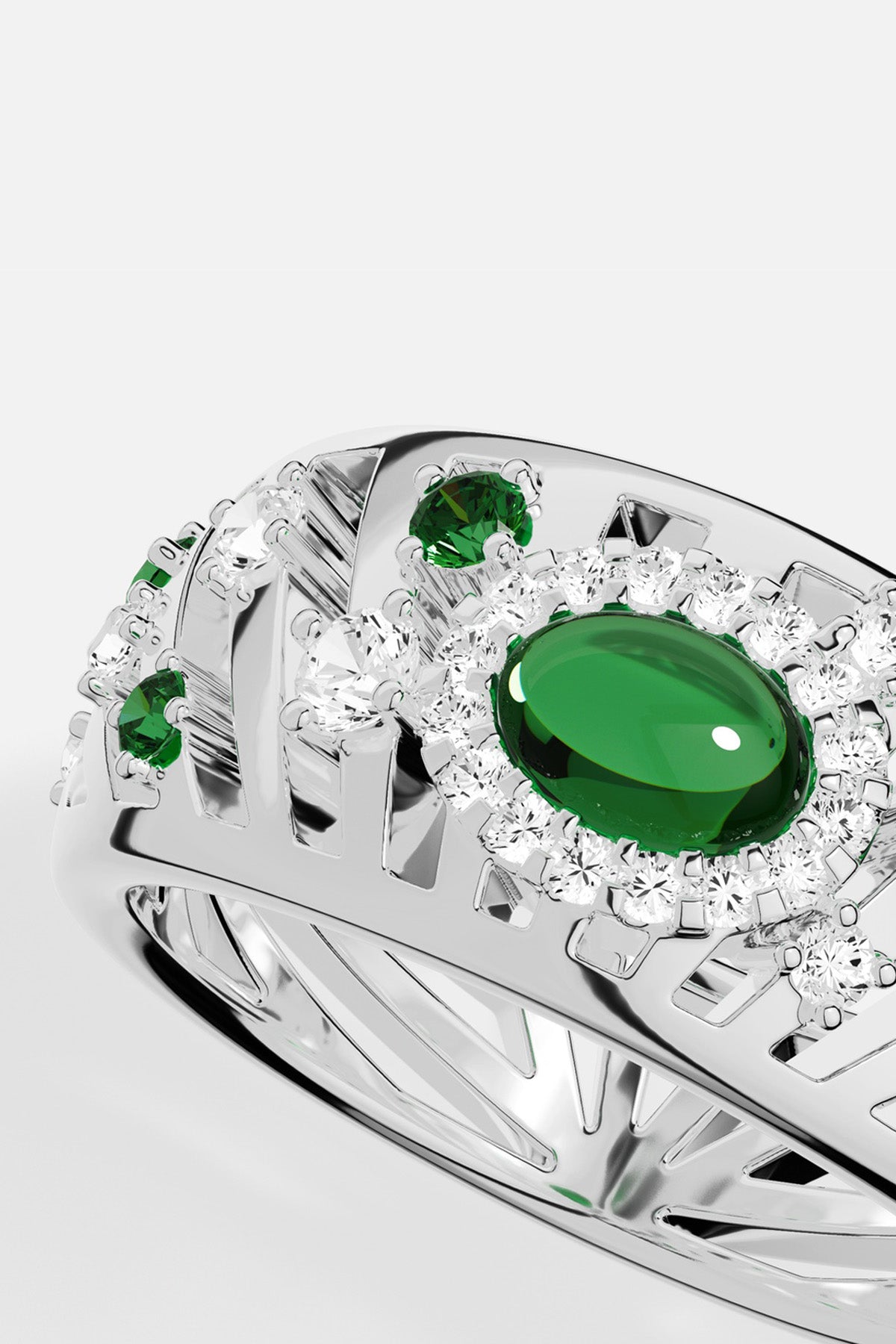 Bague APM ornée de vert émeraude, une élégance audacieuse et lumineuse.