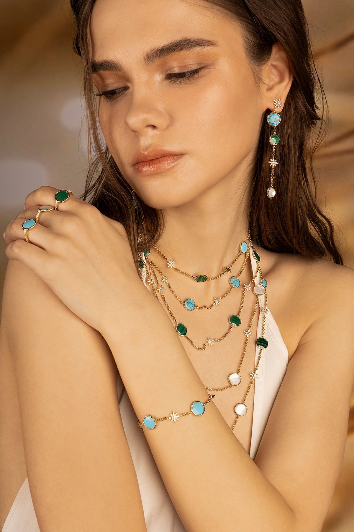 APM Monaco Boucles d'Oreilles Météorites en Or Jaune