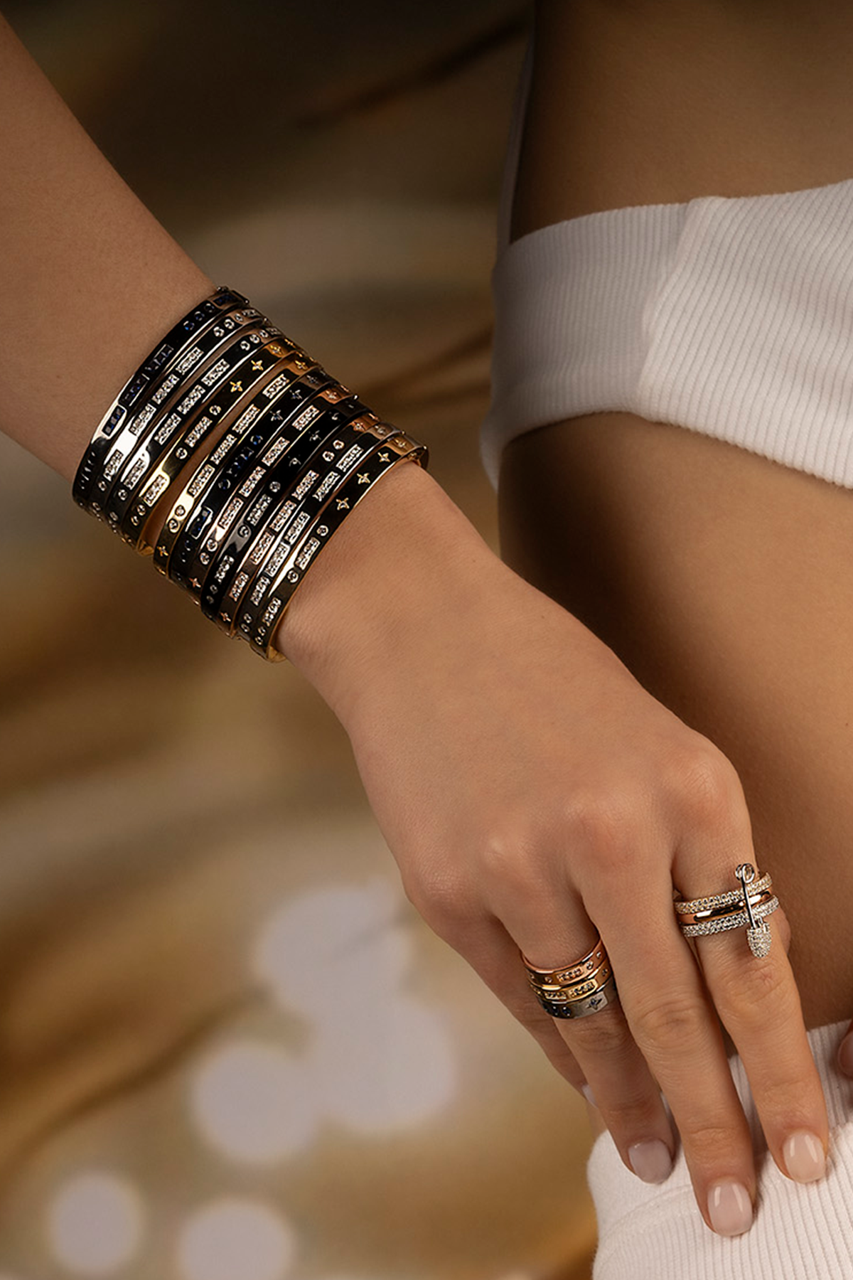 APM Monaco Bague Code Morse Toi Et Moi en argent et or jaune
