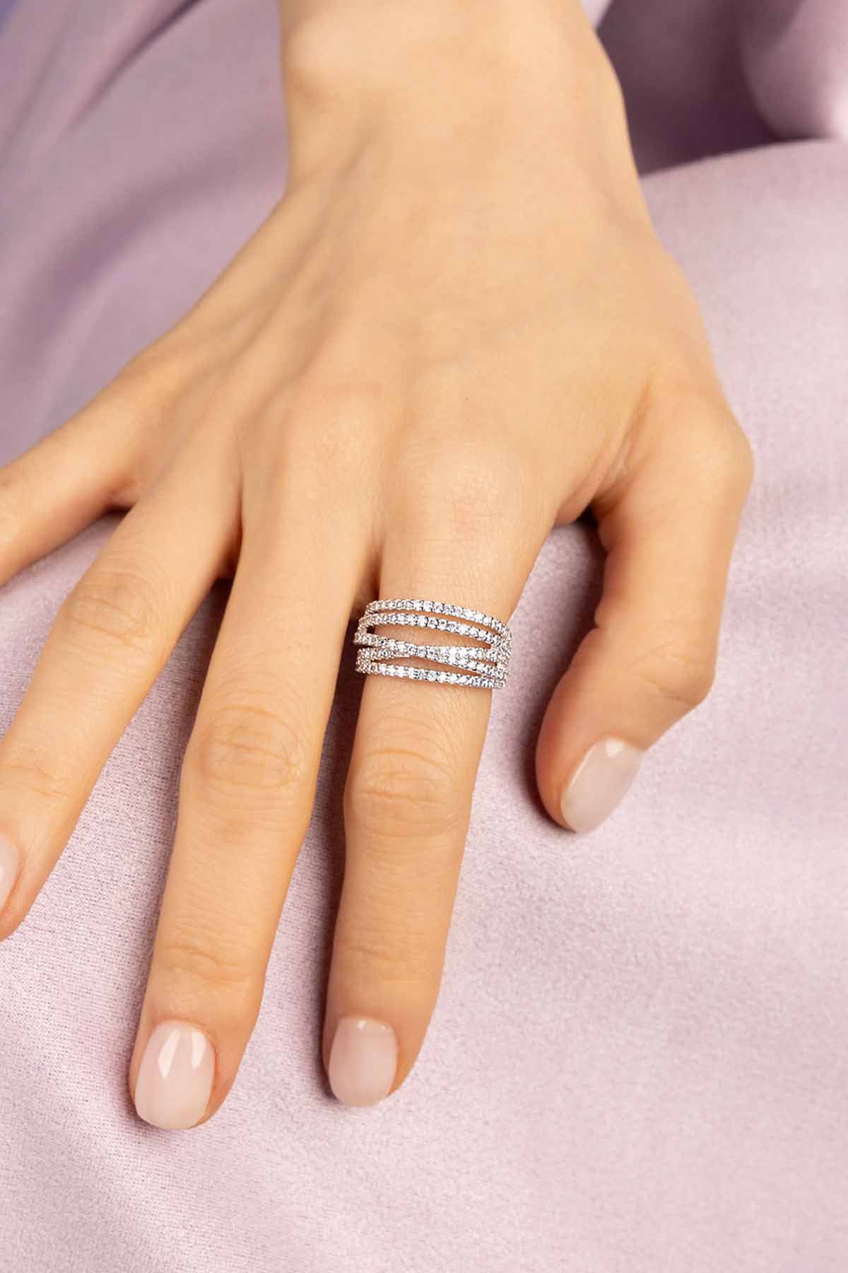 APM Monaco Bague 5 Anneaux en Argent