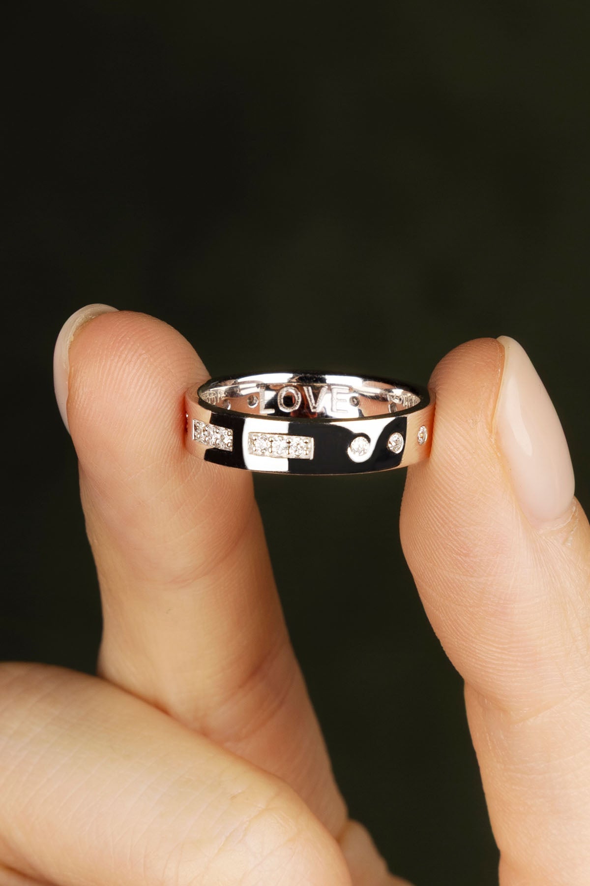 APM Monaco Bague Code Morse LOVE en Argent