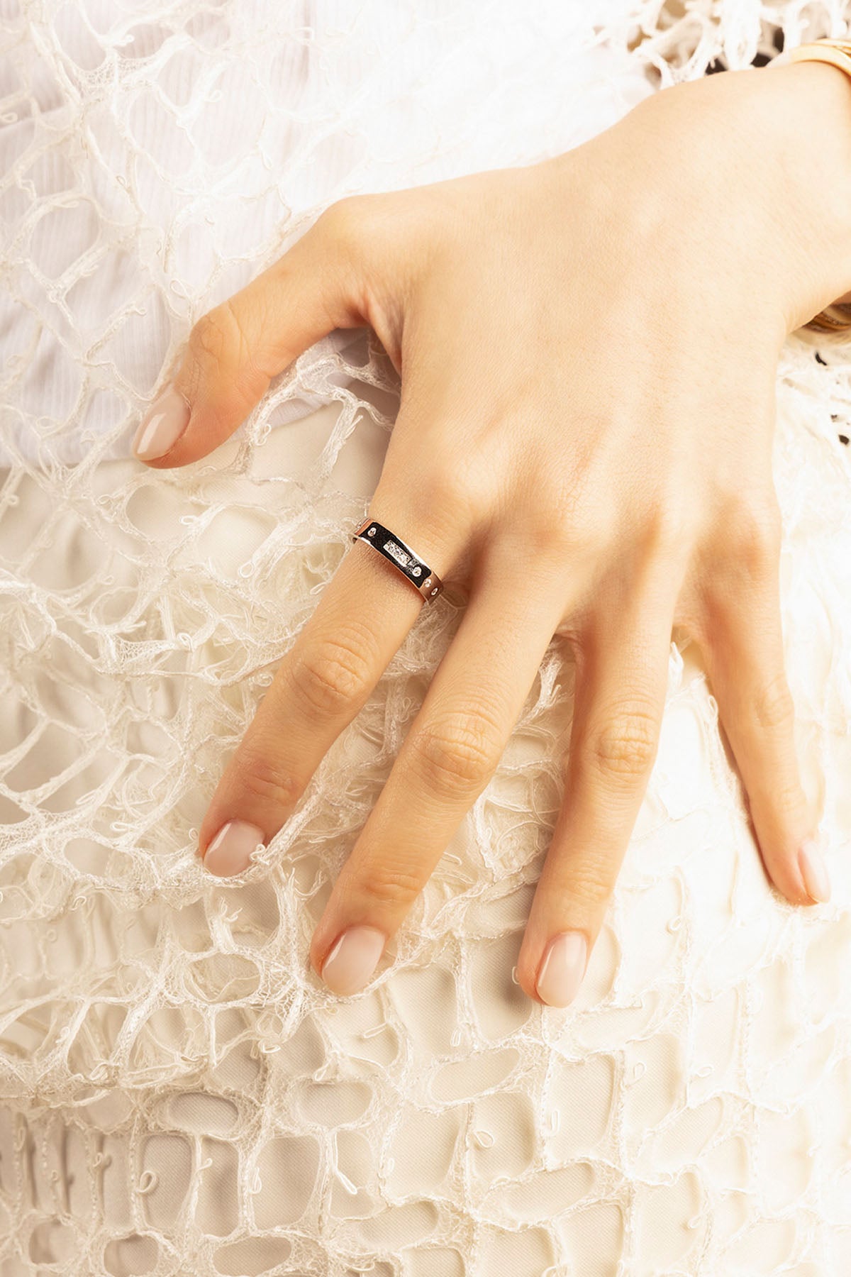 APM Monaco Bague Code Morse LOVE en argent