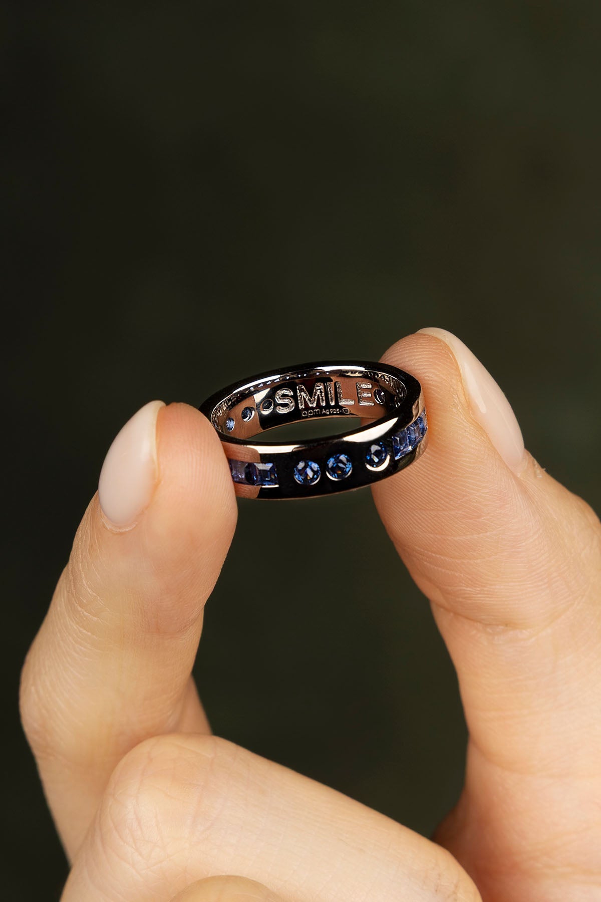 APM Monaco Bague Code Morse Smile Bleue Black & Dark Grey