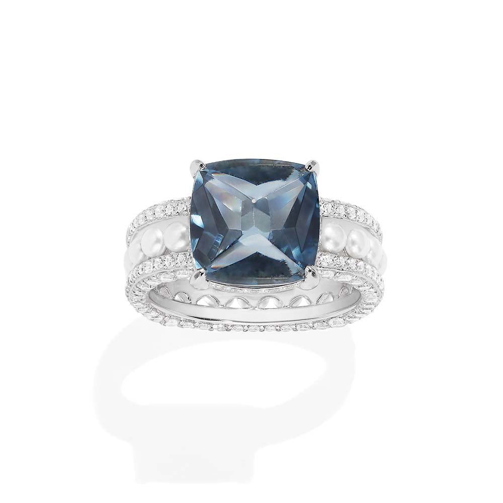 Bague Bold Bleue avec Perles - APM Monaco