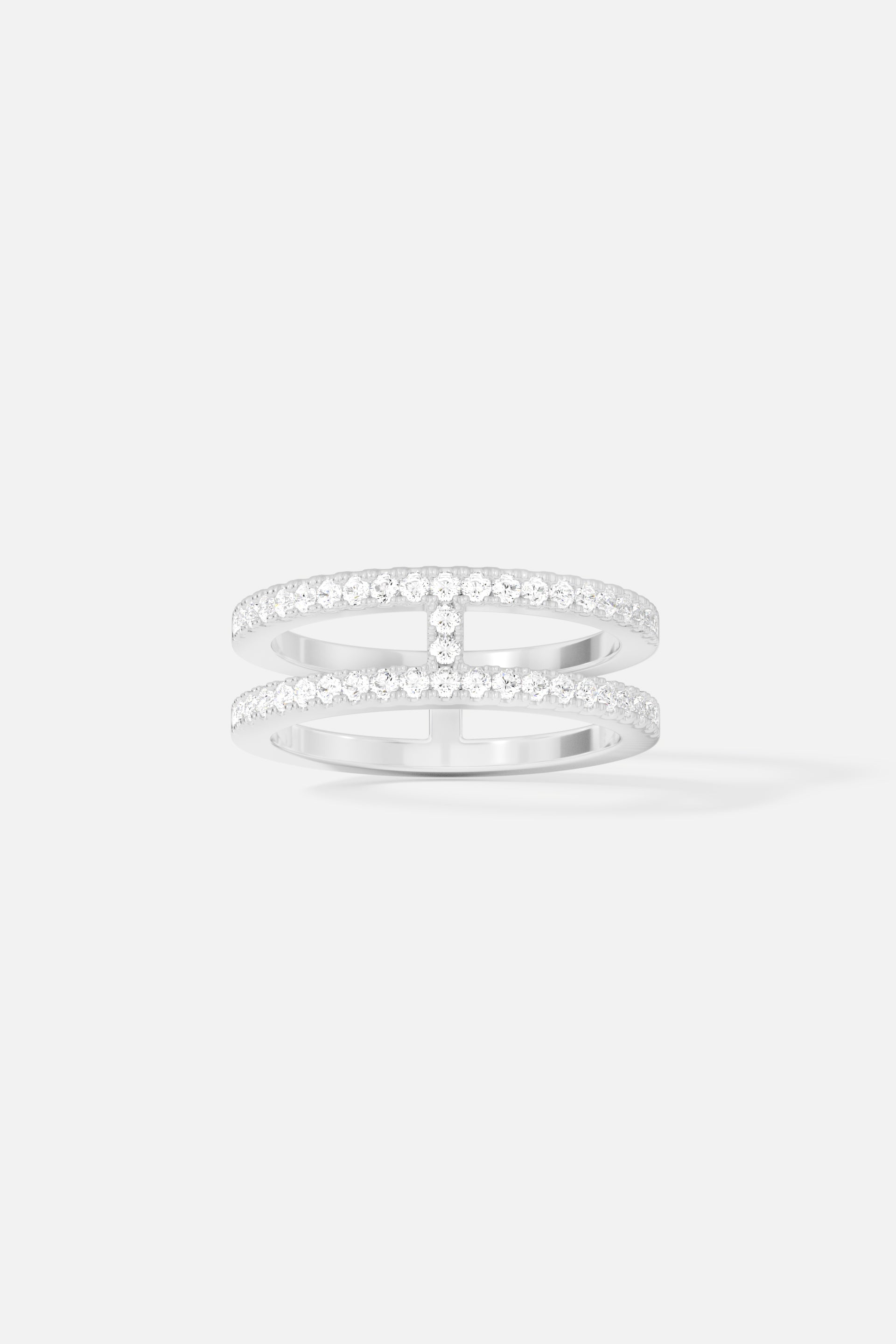 APM Monaco Bague Double Pavé en Argent