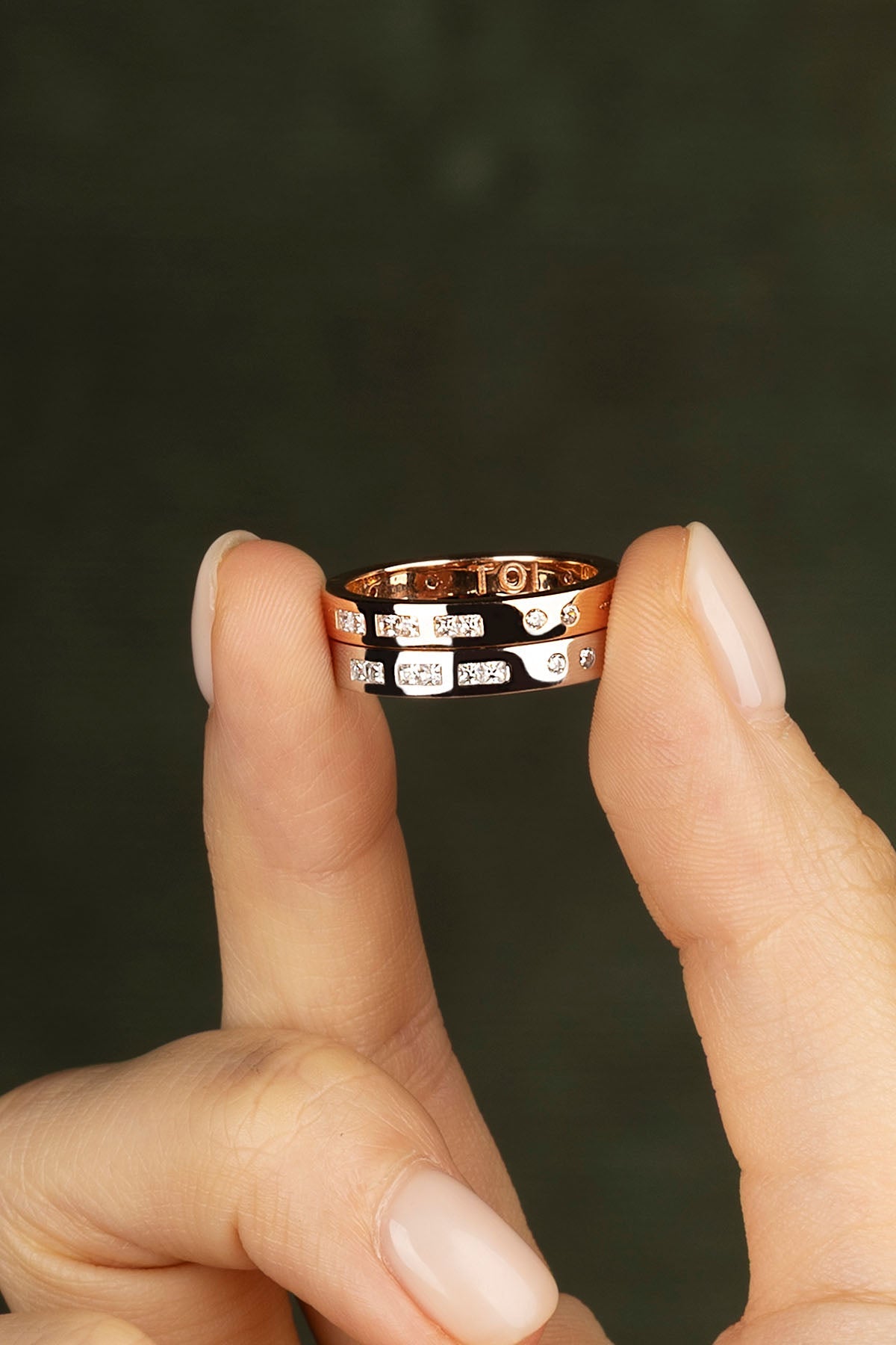 APM Monaco Bague Code Morse Toi Et Moi en Or Rose