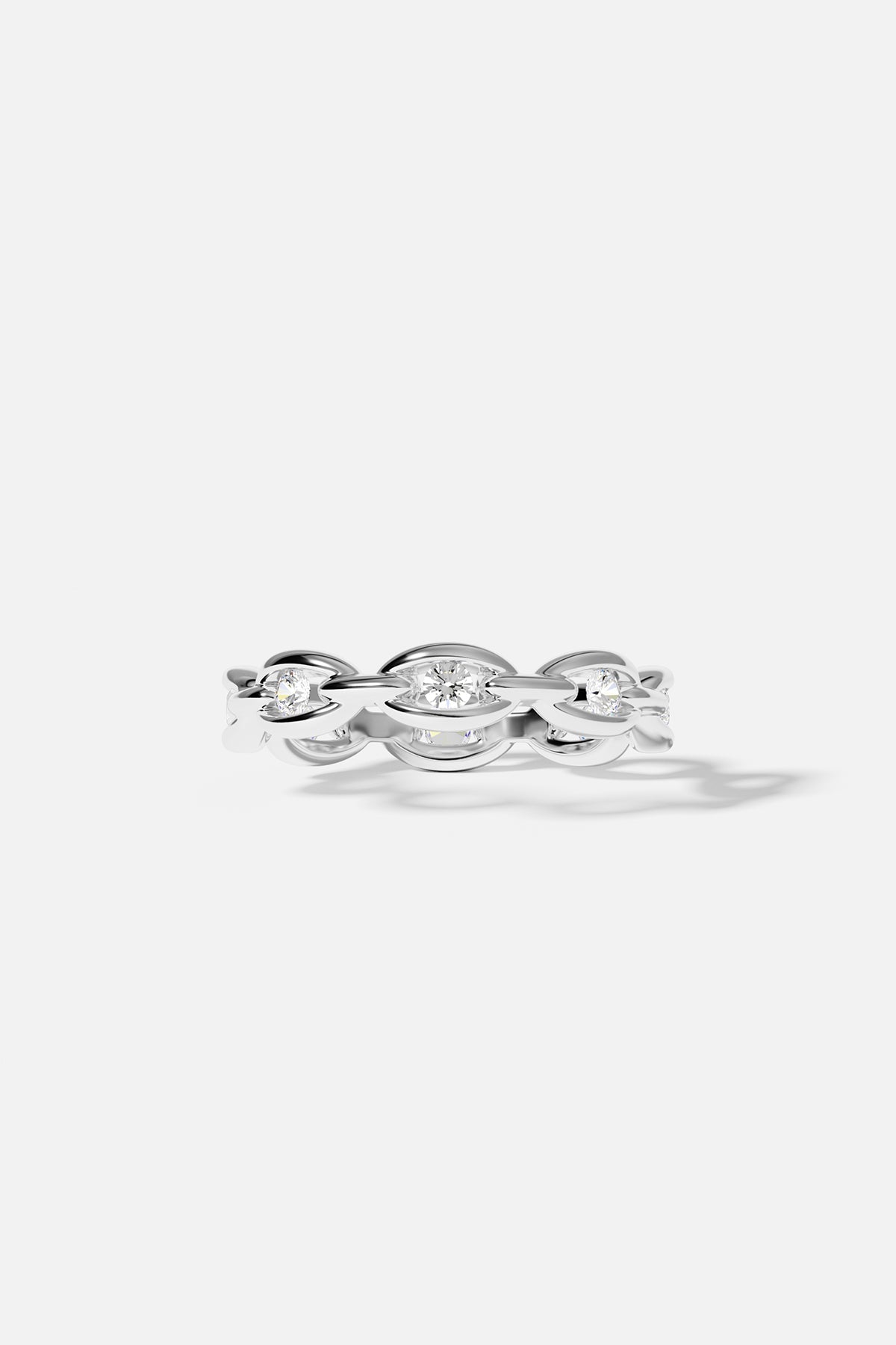 APM Monaco Bague Chaîne Pavé en Argent