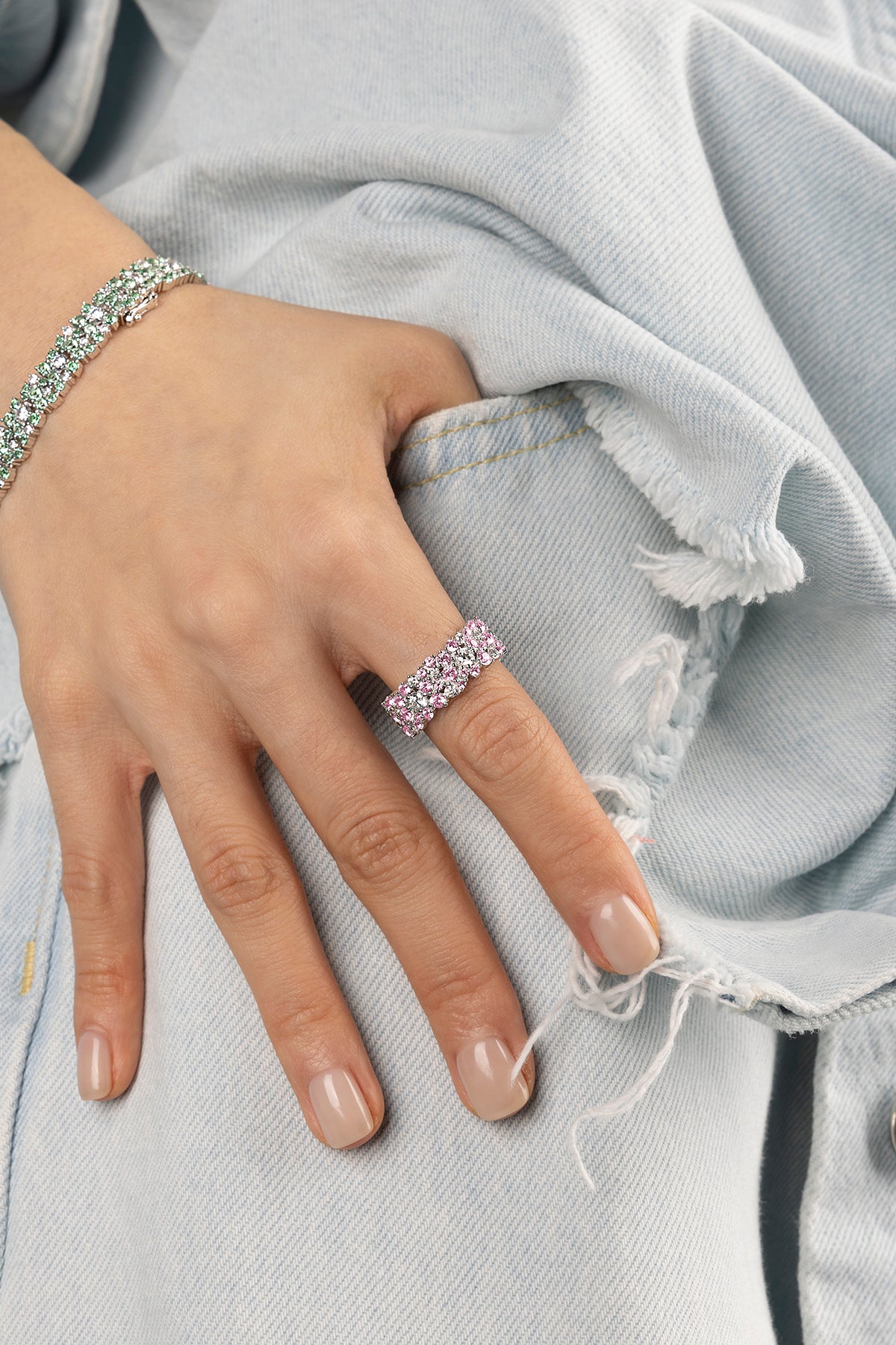 APM Monaco Bague Goutte Rose en Argent