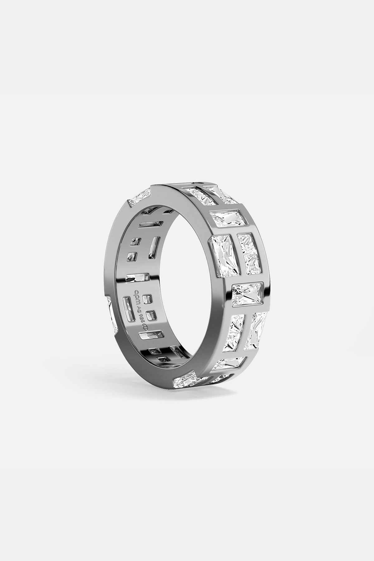 APM MONACO labyrinth ring in silver with white stones