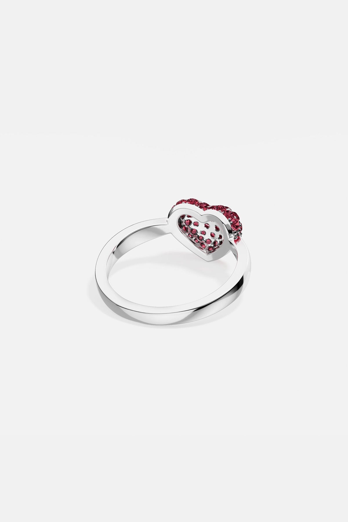APM MONACO heart-shaped ring in silver with fuchsia stones