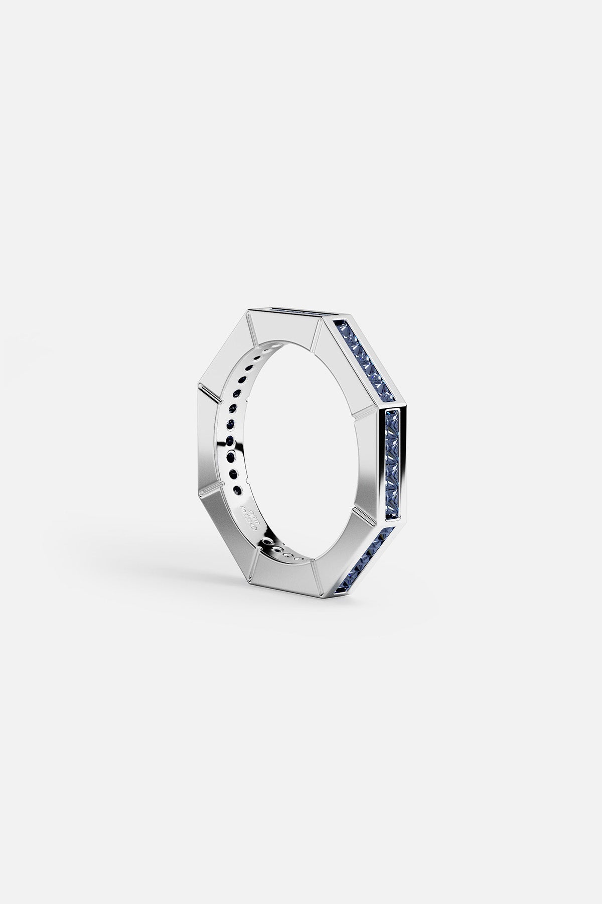 APM Monaco Bague Géométrique Pavé Bleue