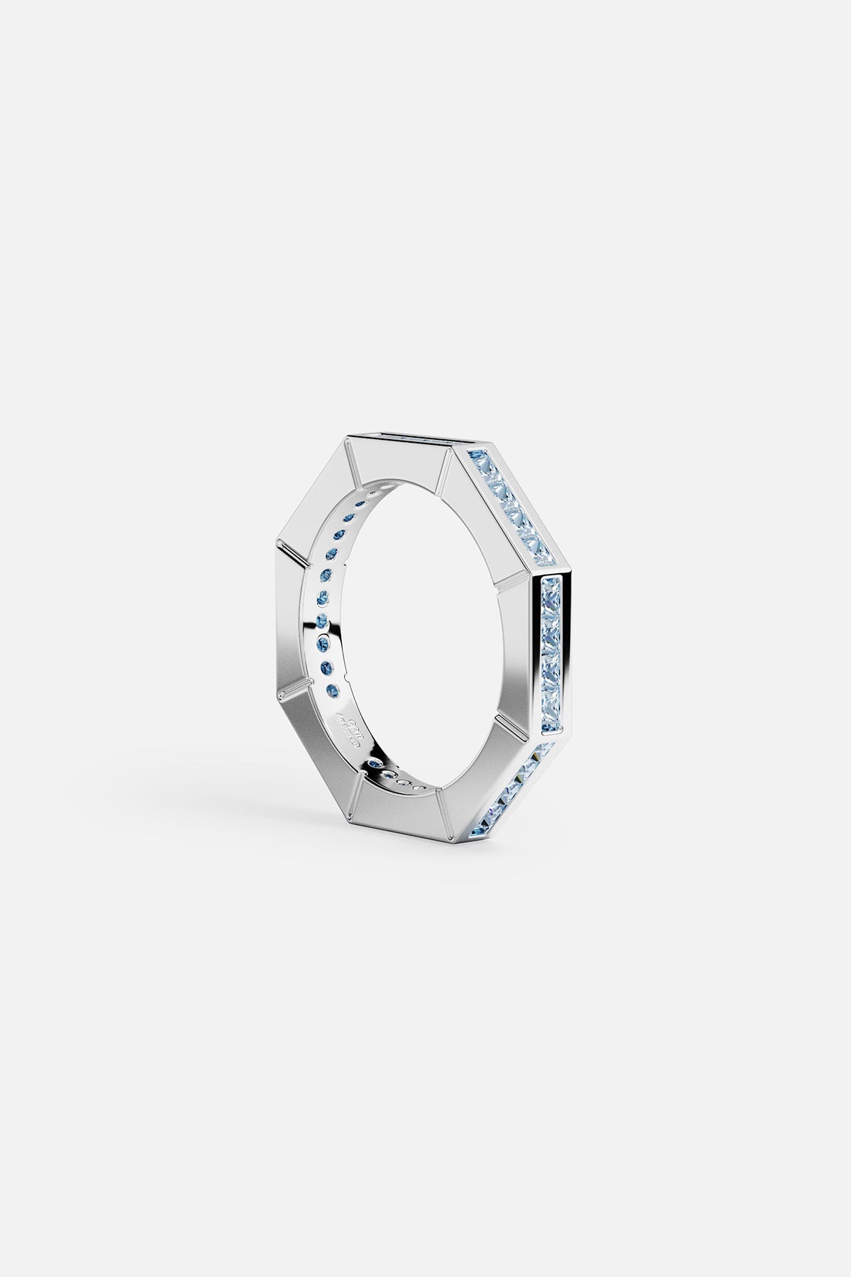 APM Monaco Bague Géométrique Pavé Aqua