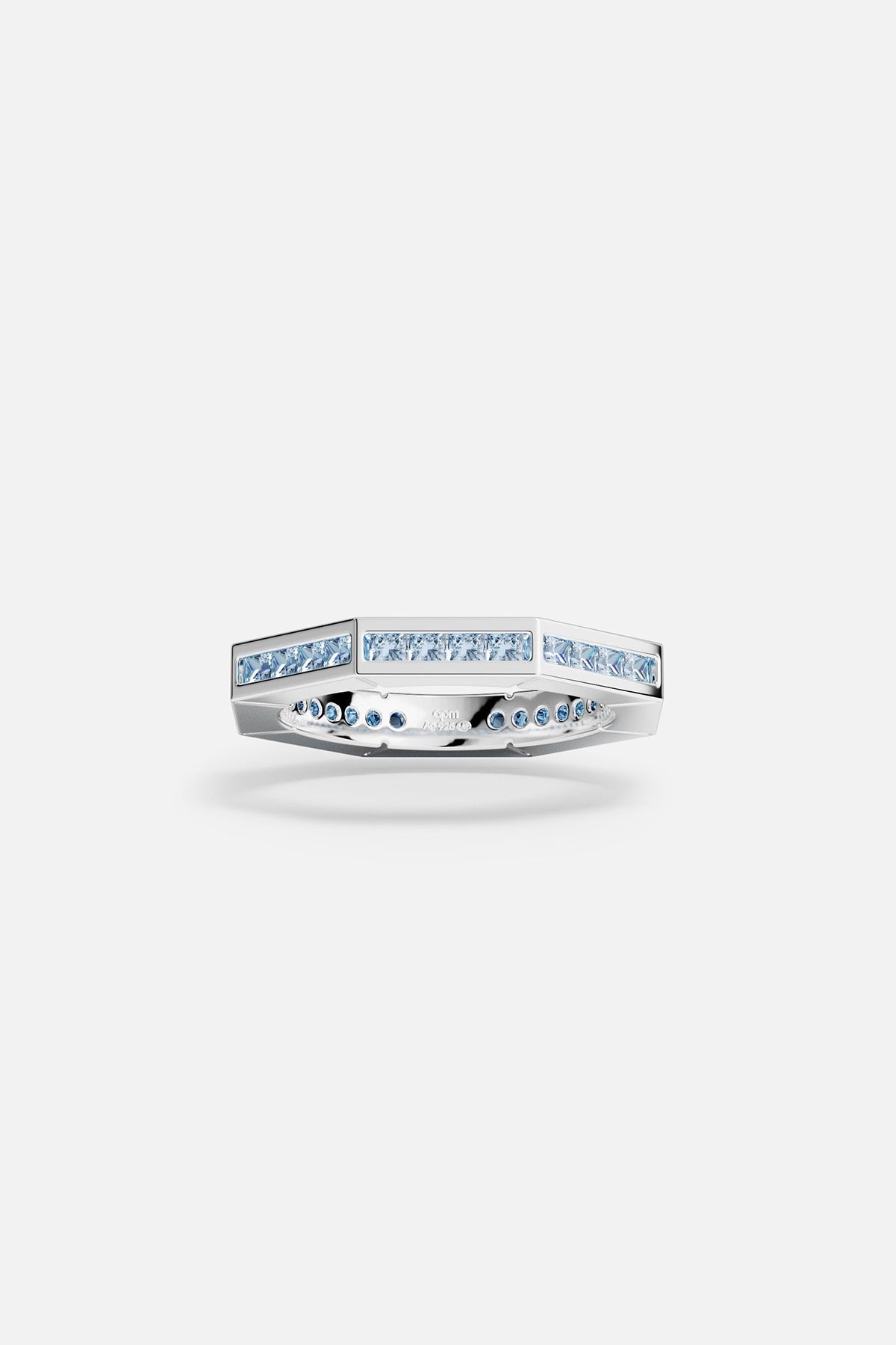 APM Monaco Bague Géométrique Pavé Aqua