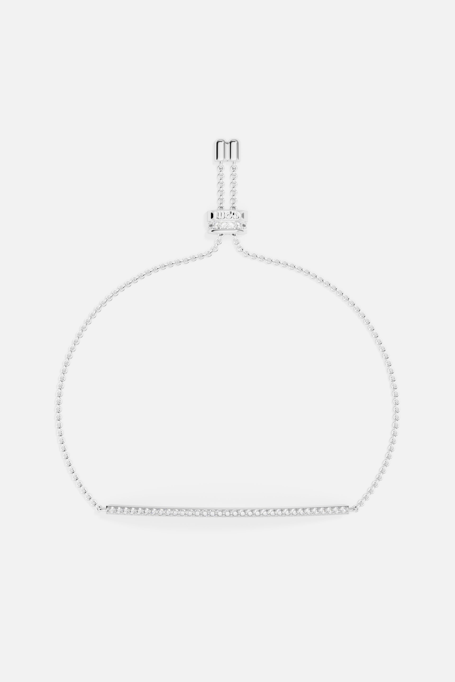 APM Monaco Bracelet Ajustable Linéaire Pavé en Argent