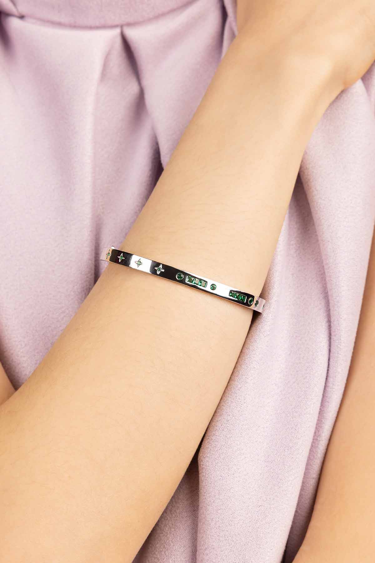 APM Monaco Jonc Morse Code Bonheur en Argent