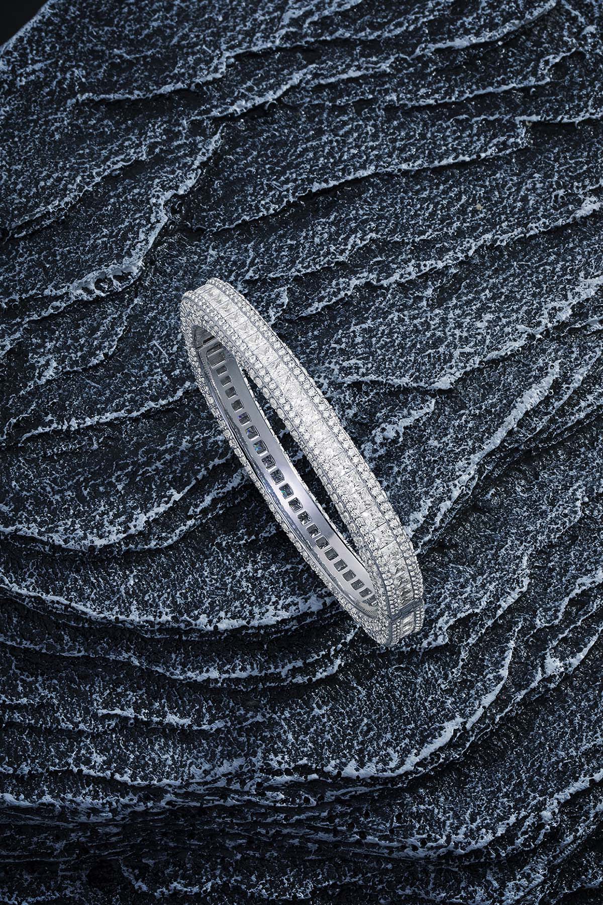 APM Monaco Pave Bangle in SIlver