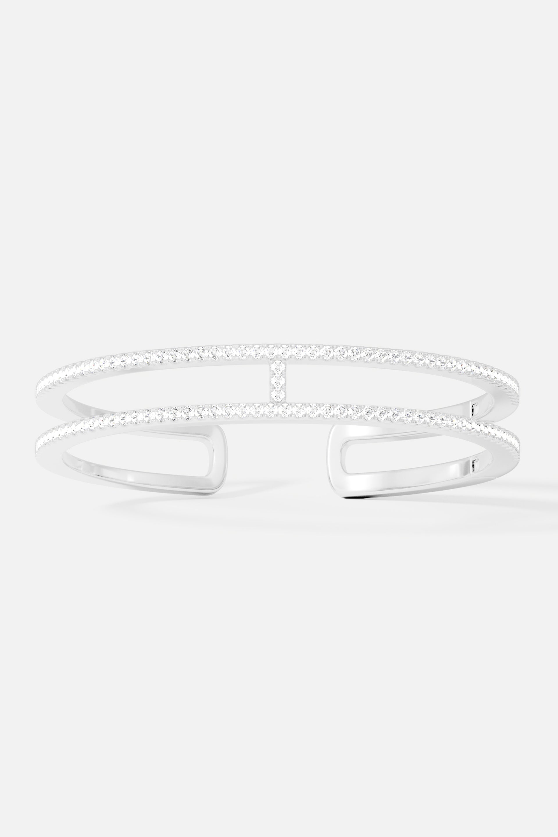 APM Monaco Jonc Double Pavé en Argent