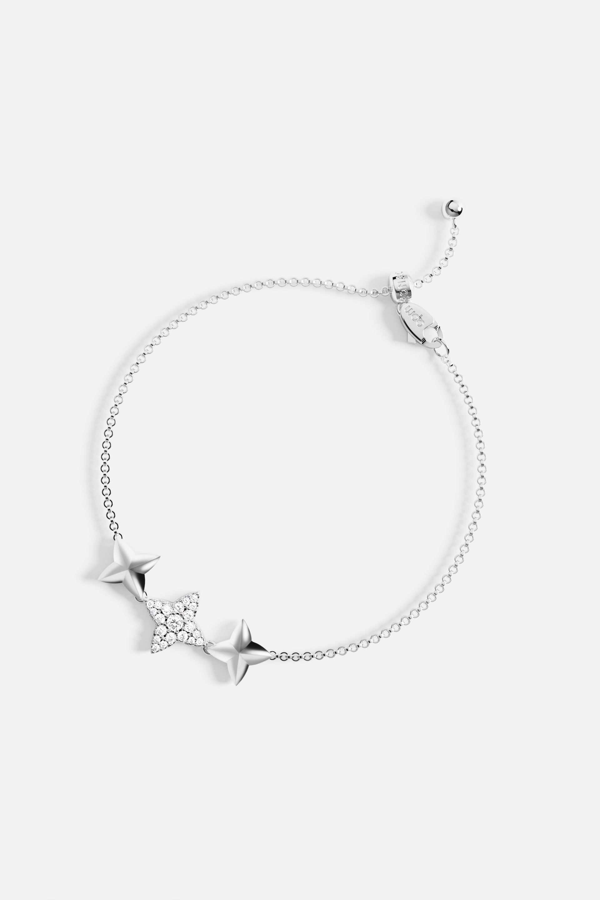 APM Monaco Bracelet Ajustable Triple Météorites Argent en Argent