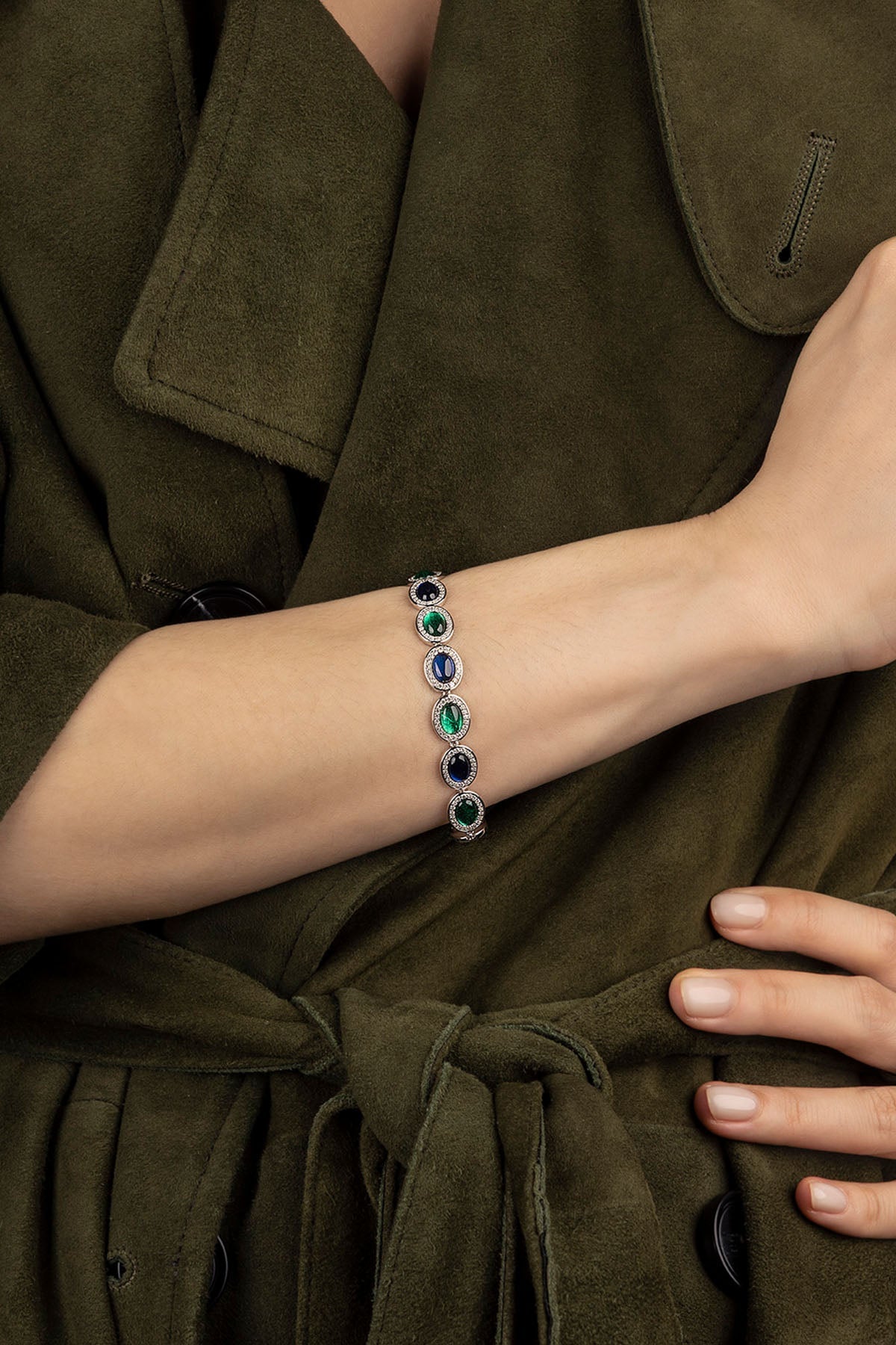 APM Monaco Bracelet Bold Bleu Vert en Argent