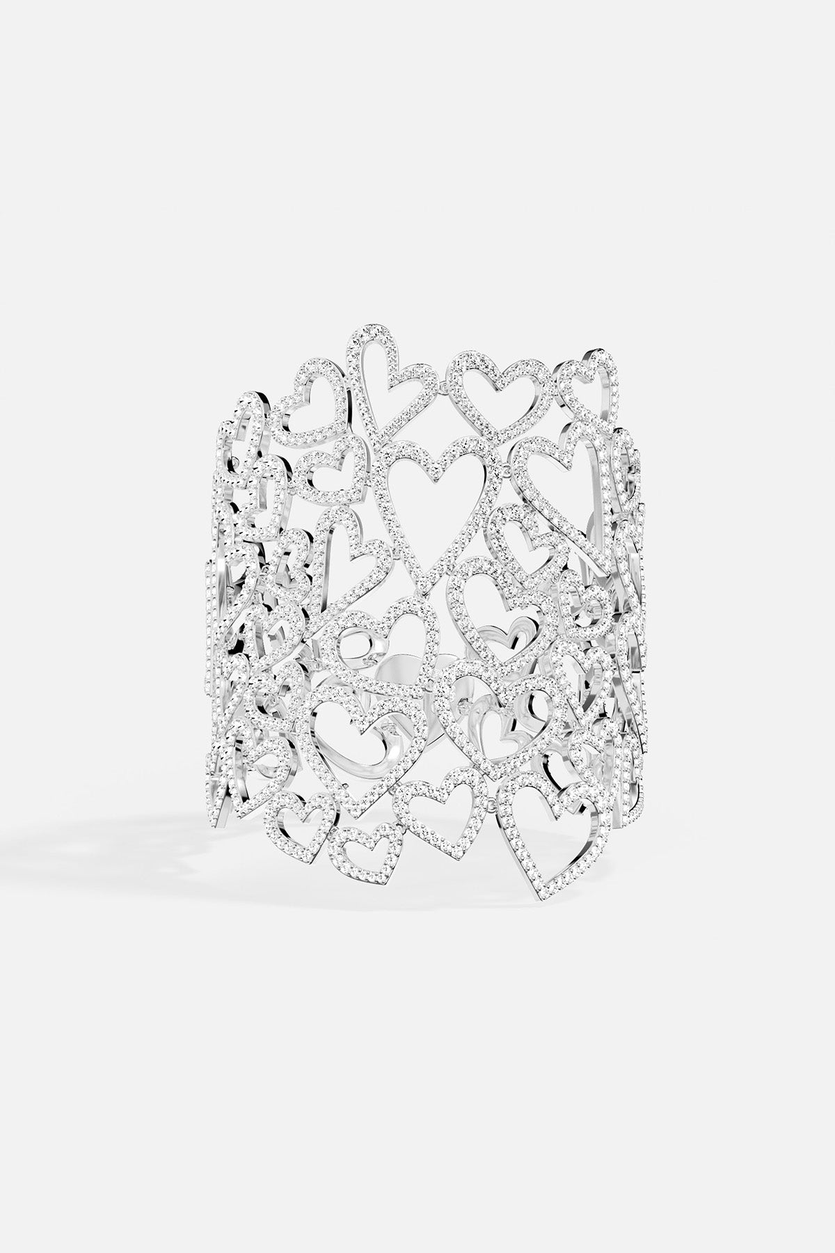 APM MONACO statement bracelet in silver with heart-shaped designs on a white background