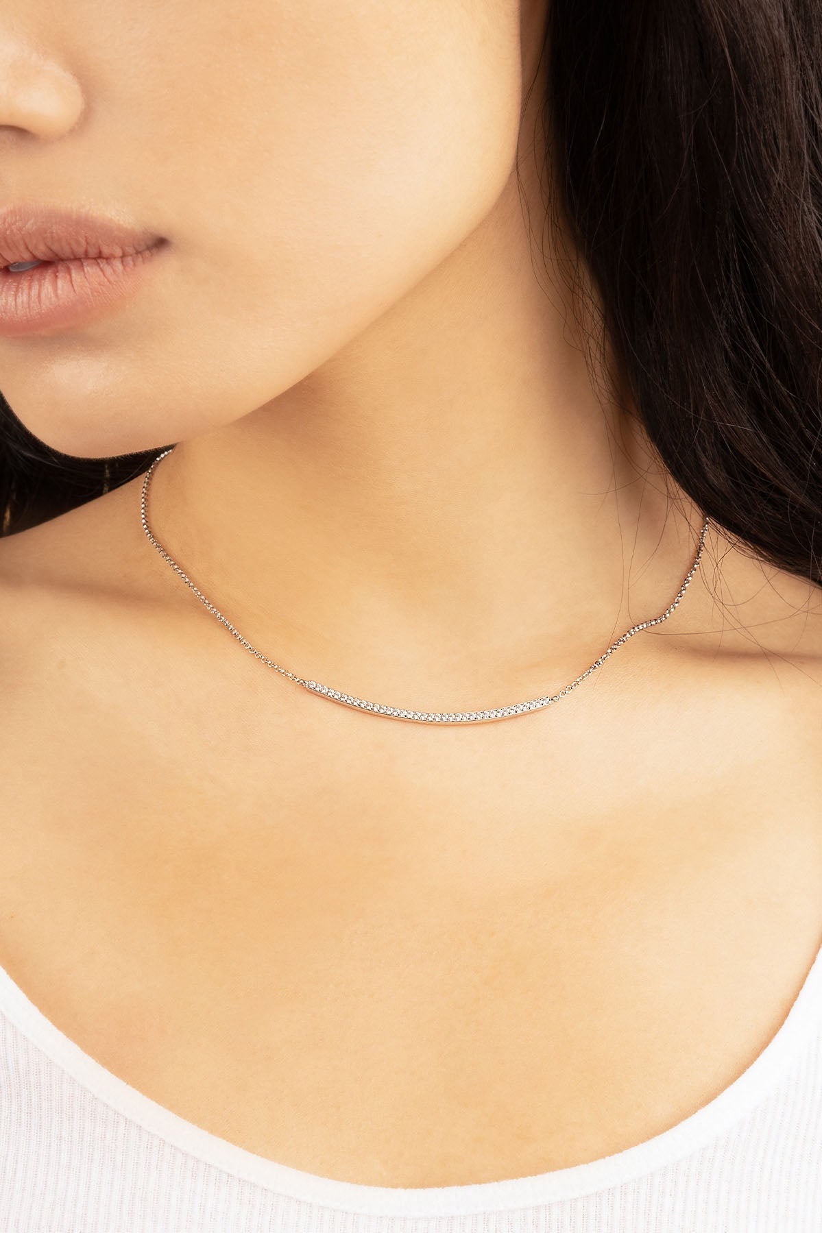Collier Ajustable Arc Serti APM Monaco en Argent