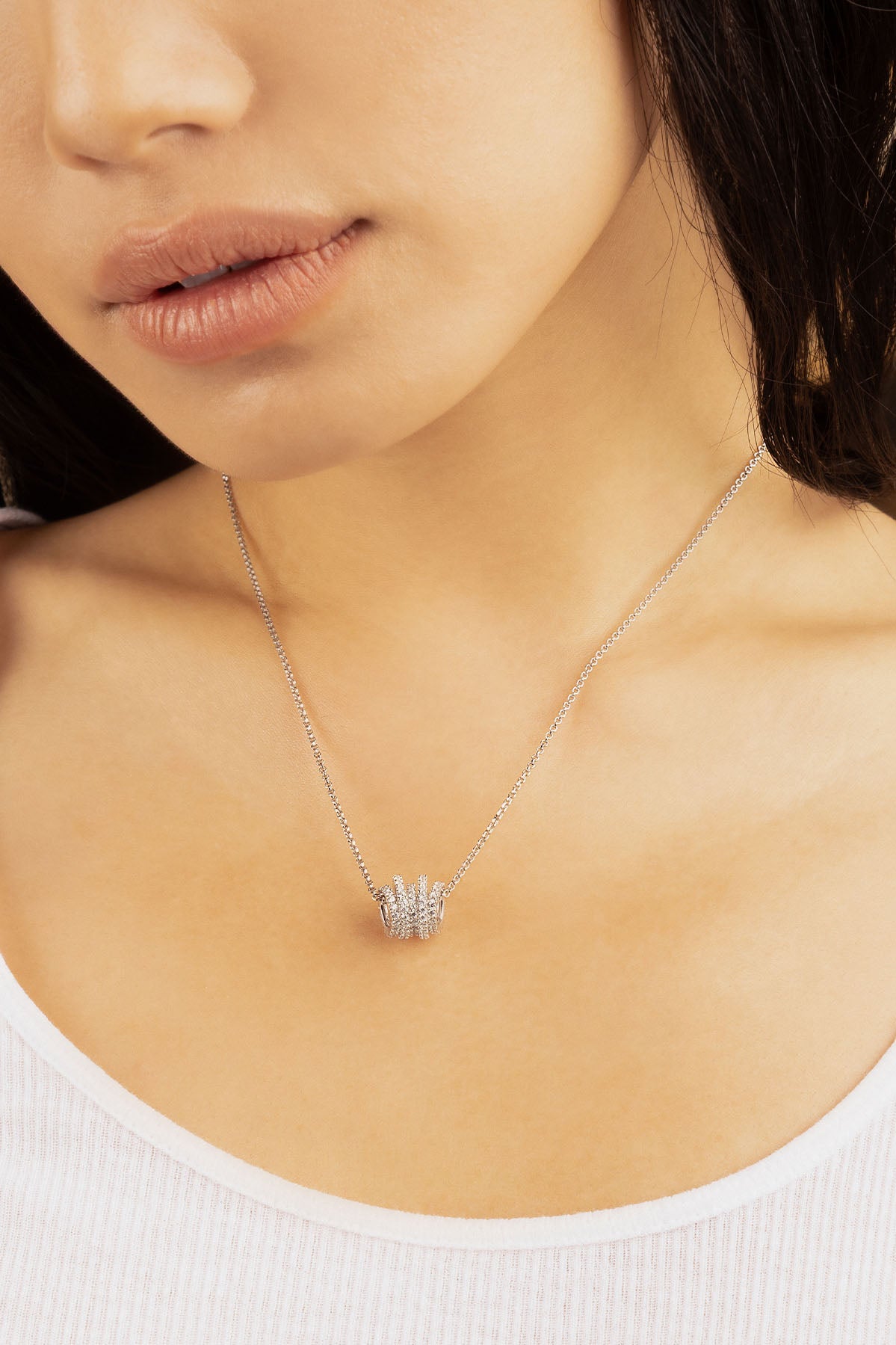 Collier Ajustable Anneaux Blancs APM Monaco en argent