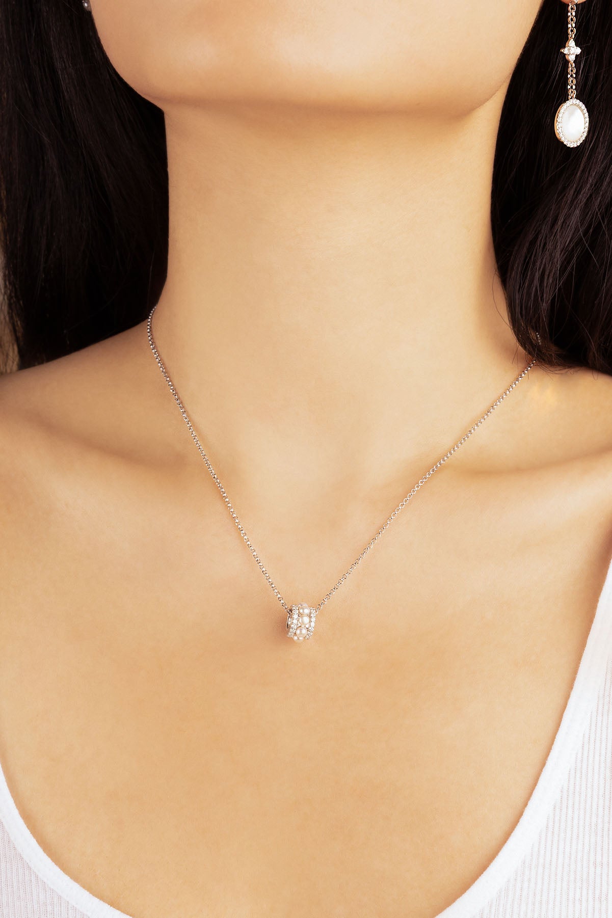 Collier Ajustable Serti sur 2 Lignes avec Perles APM Monaco en argent