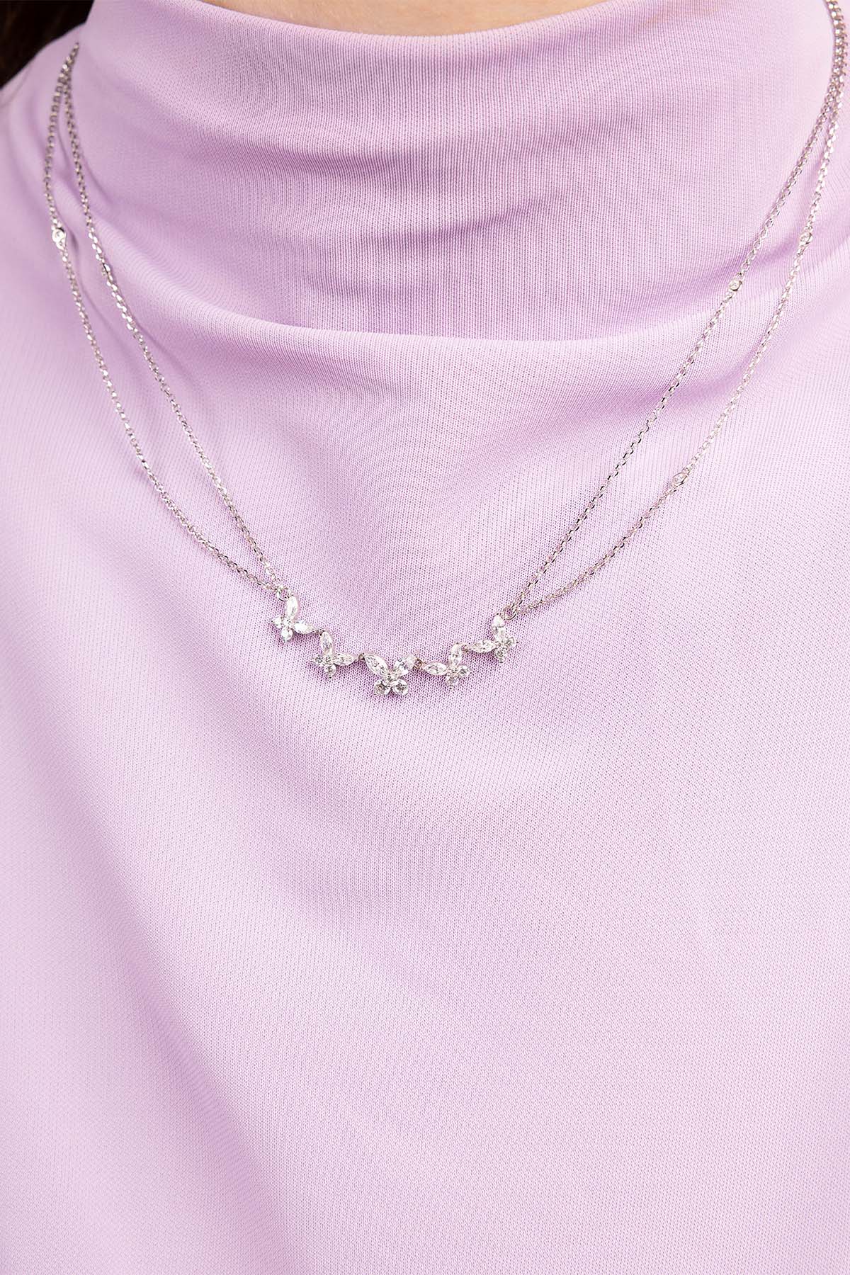 APM Monaco Collier Ajustable Papillon Double Chaîne en Argent