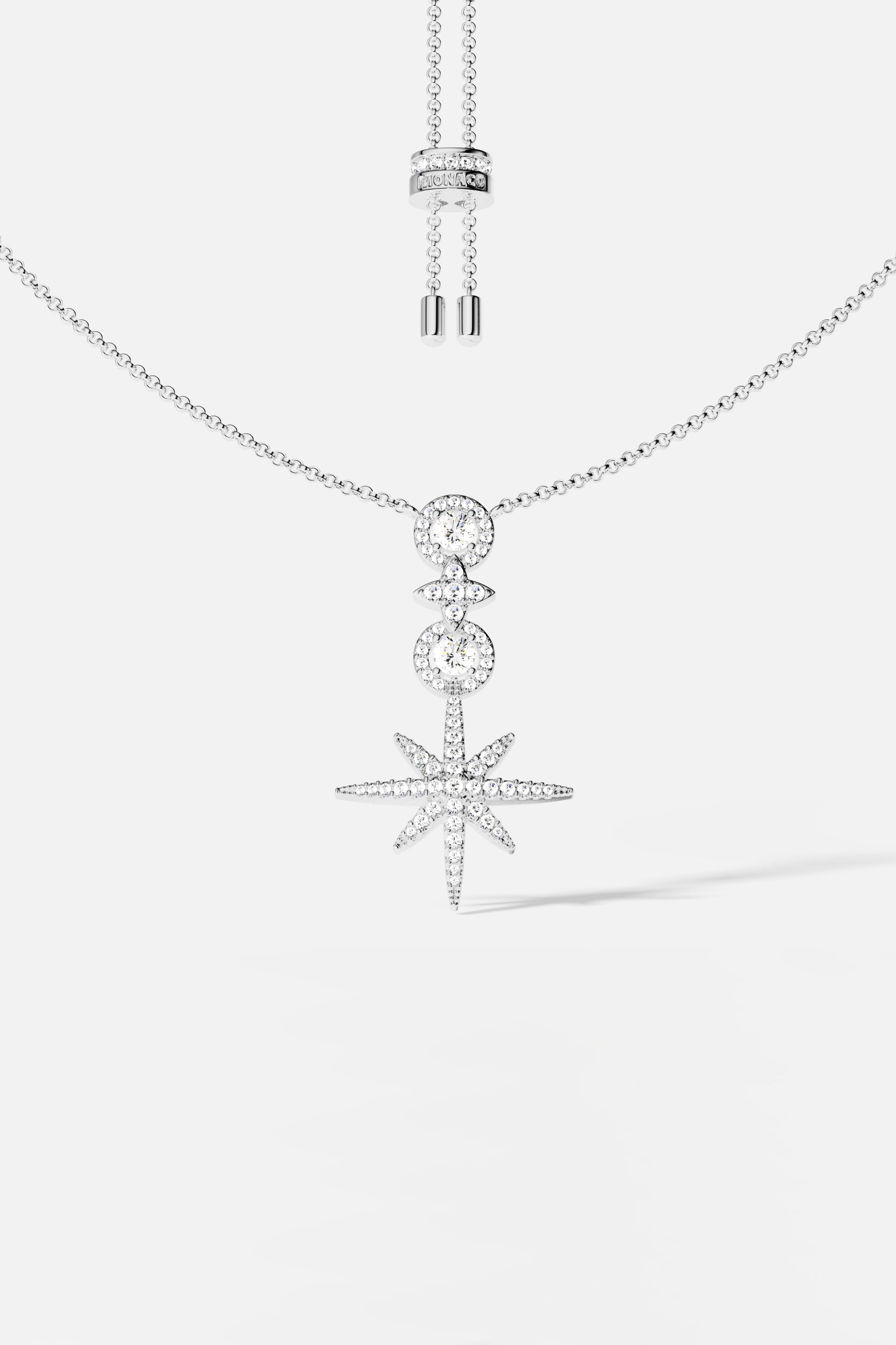 APM Monaco Collier Ajustable Météorites Pavé en Argent