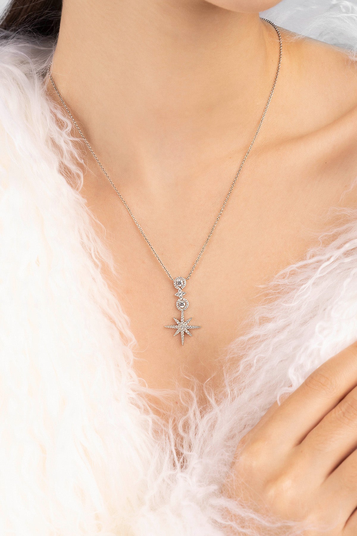 APM Monaco Collier Ajustable Météorites Pavé en Argent