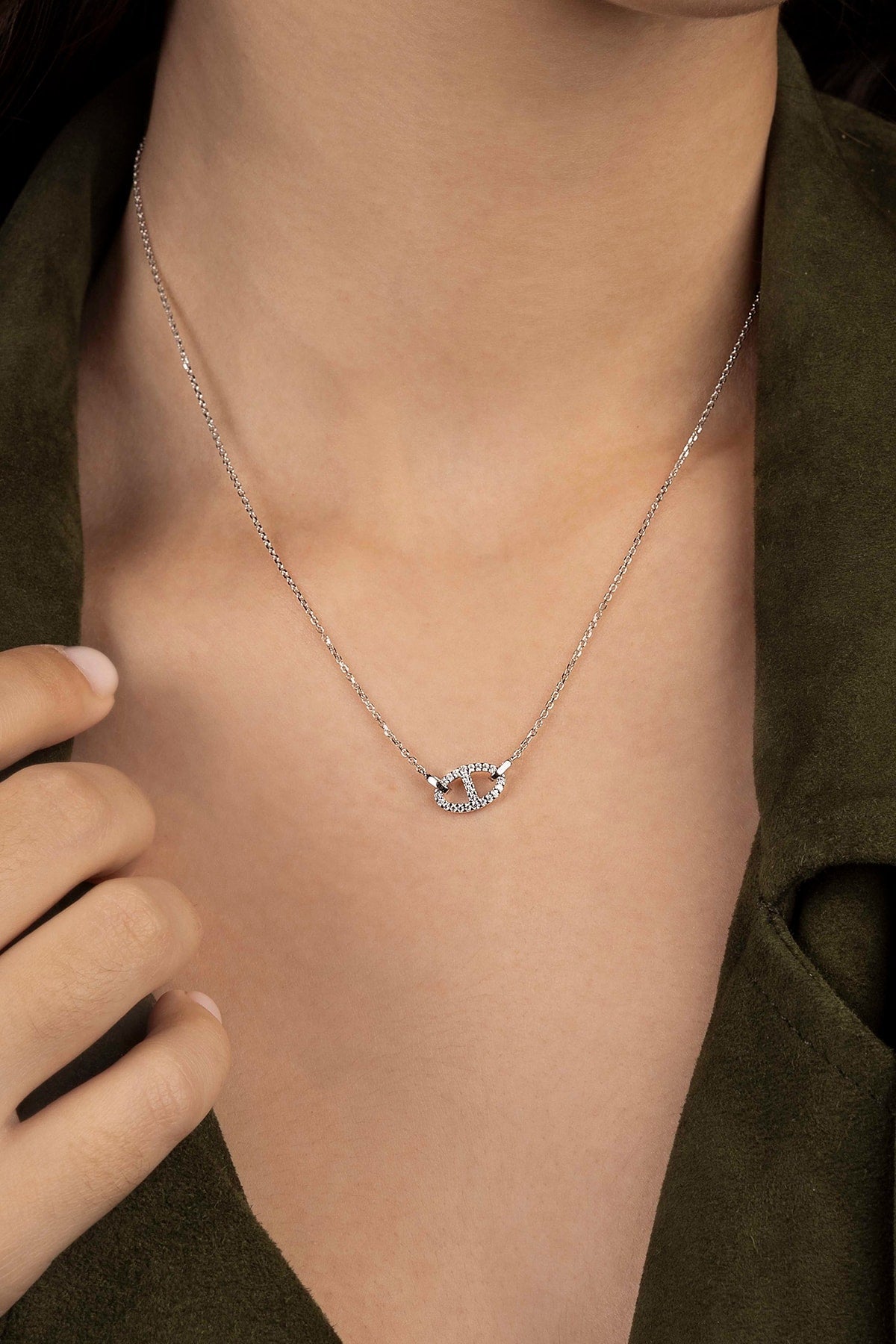 APM Monaco Collier Maille Marine en Argent