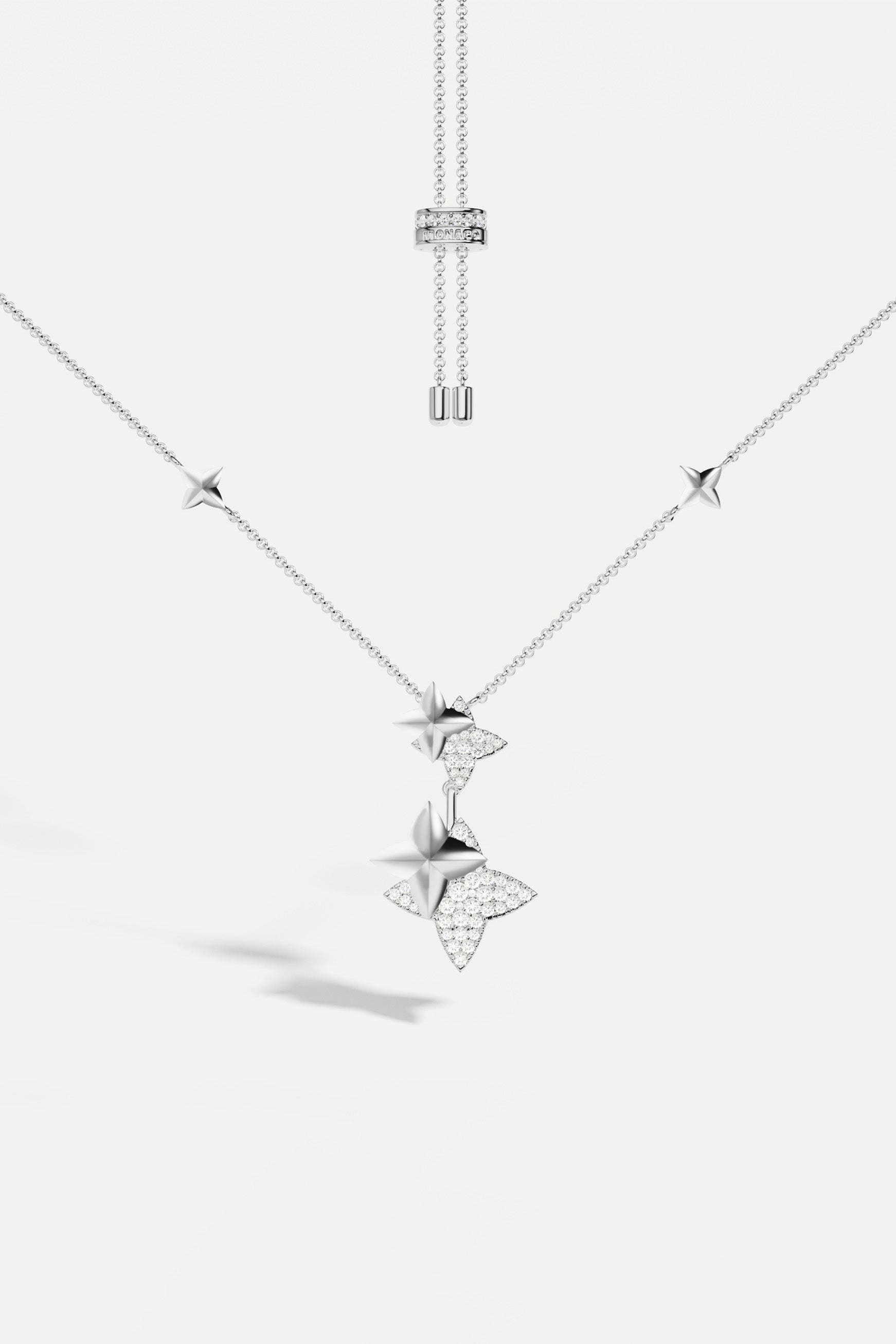 APM Monaco Collier Double Météorites Ajustable Argent en Argent
