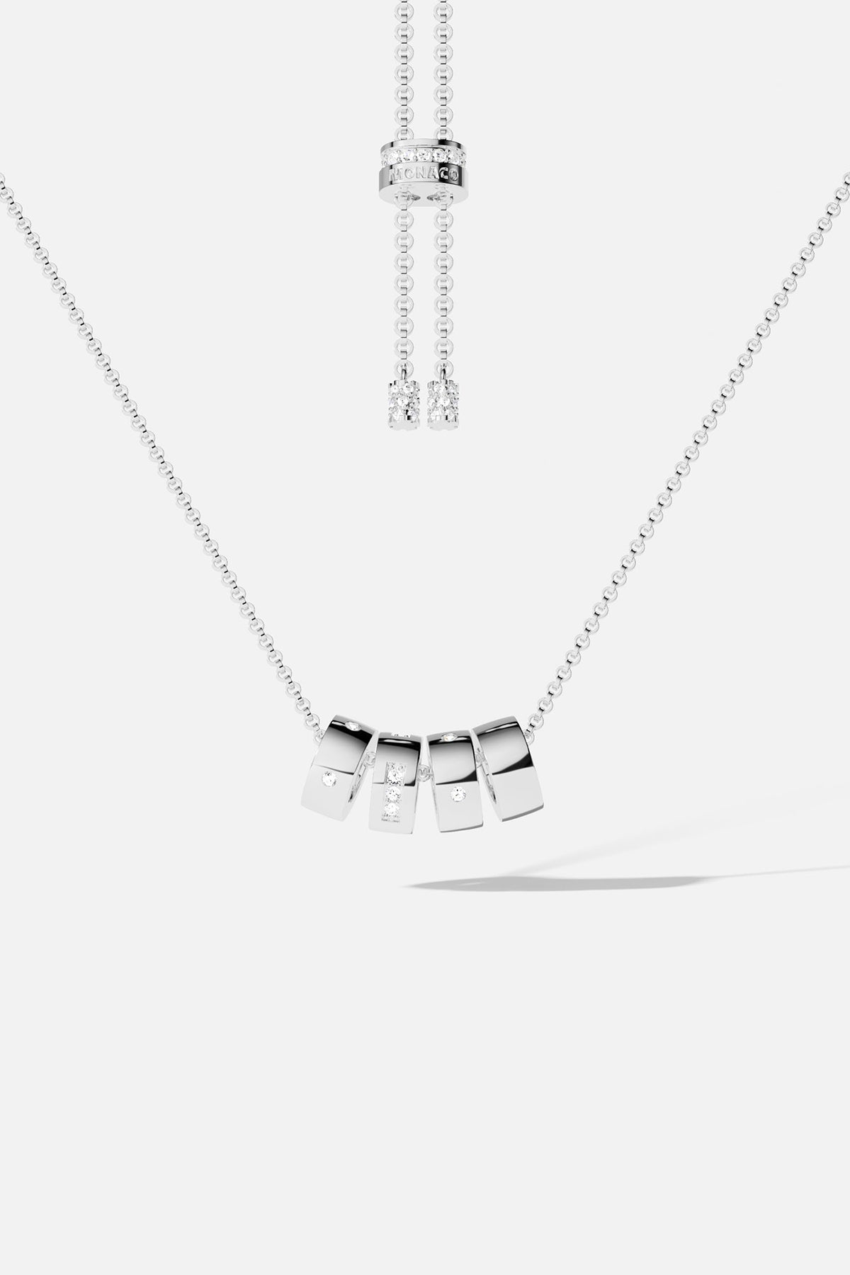 APM Monaco Collier Ajustable Code Morse LOVE en Argent