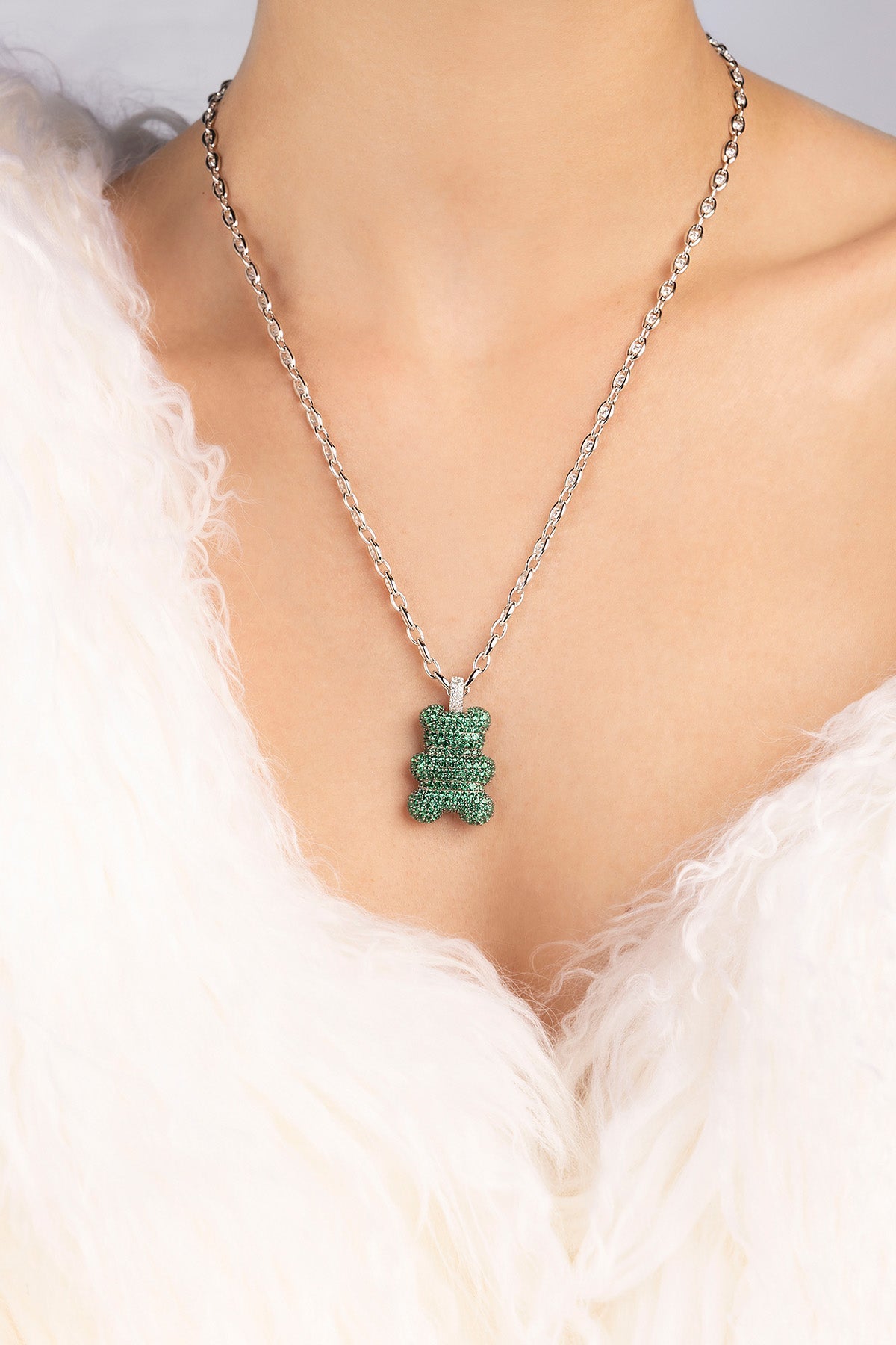 APM Monaco Collier Chaîne Yummy Bear Mint XL en Argent