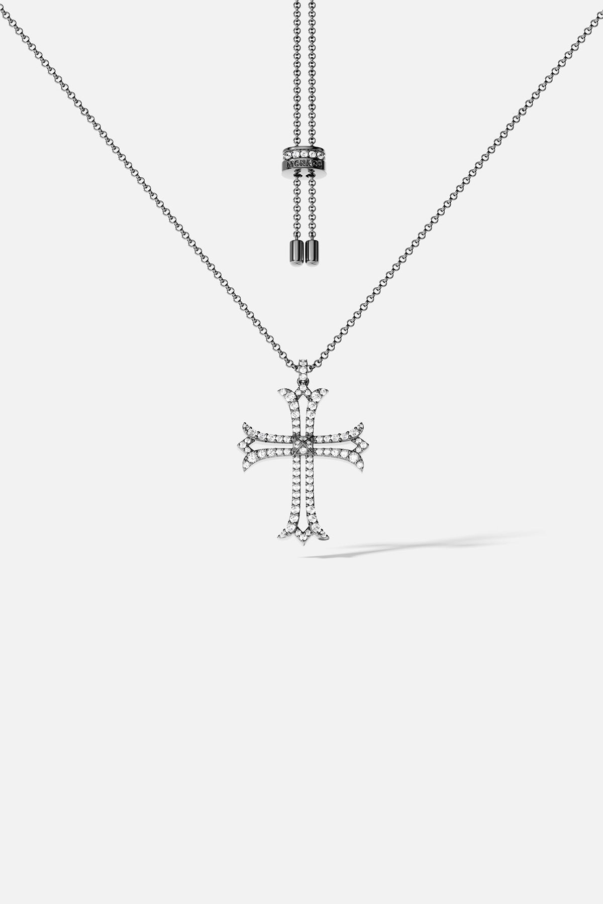APM Monaco Collier Ajustable Croix en Argent