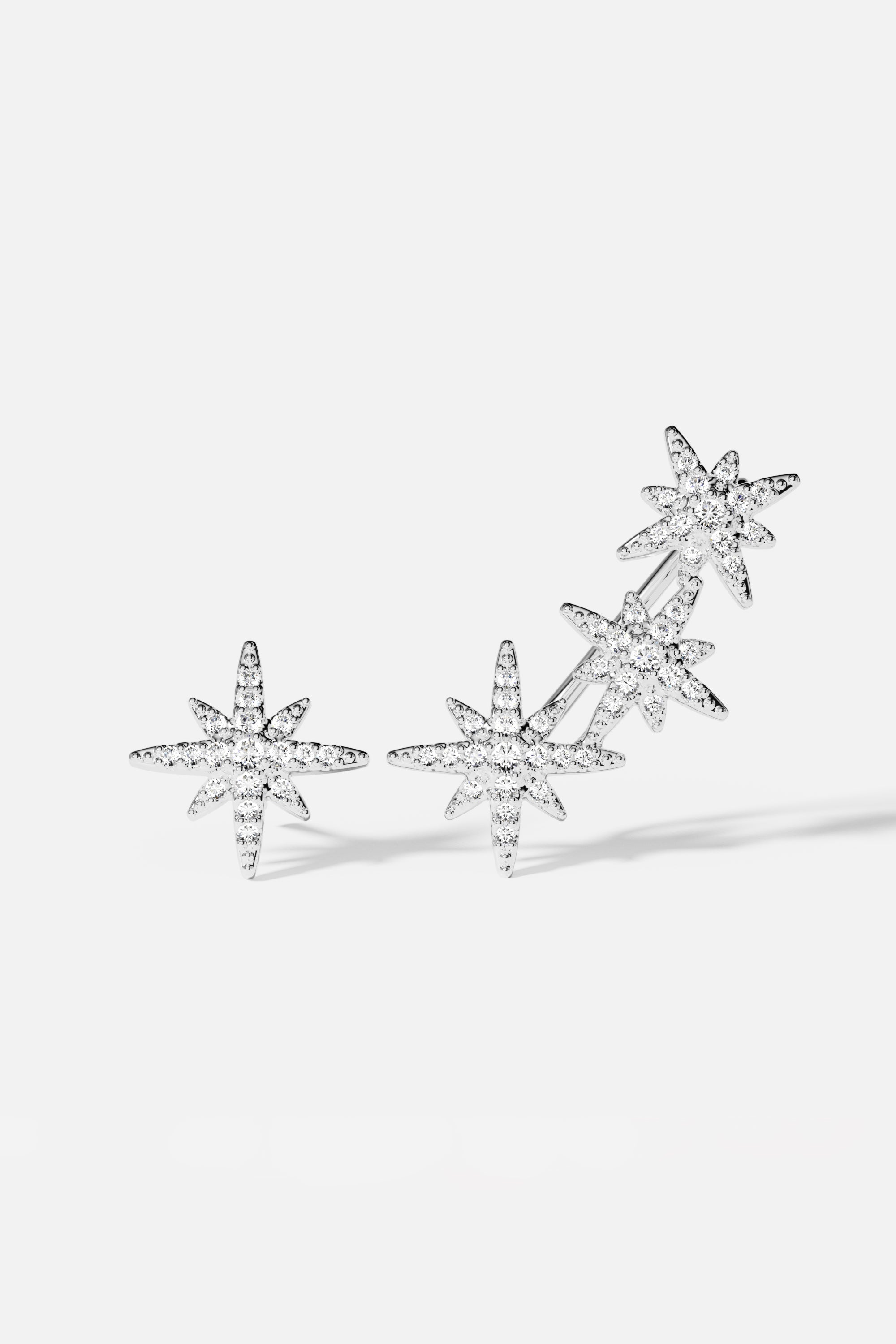 APM Monaco Boucles d'Oreilles Asymétriques Triple Météorites en Argent