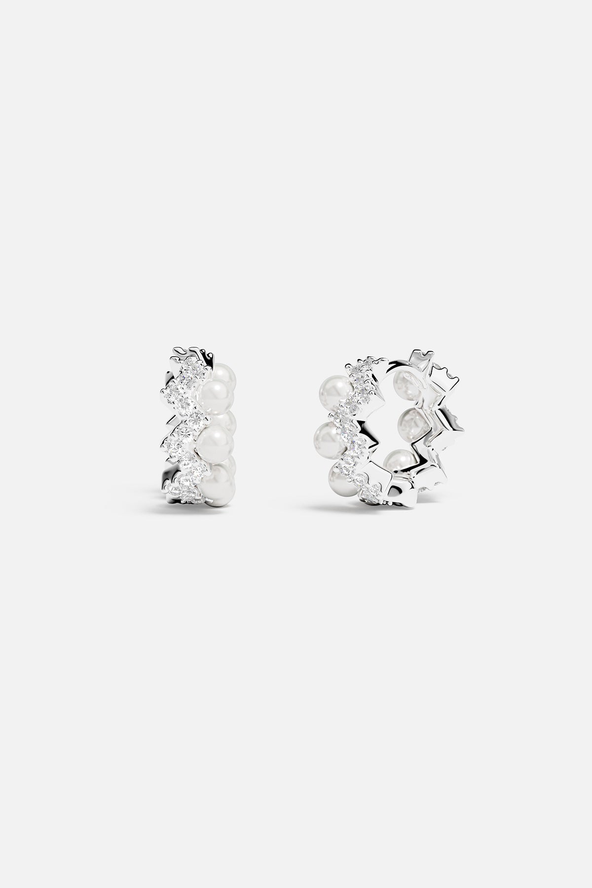 Petites Boucles d'Oreilles Créoles Up and Down avec Perles - APM Monaco