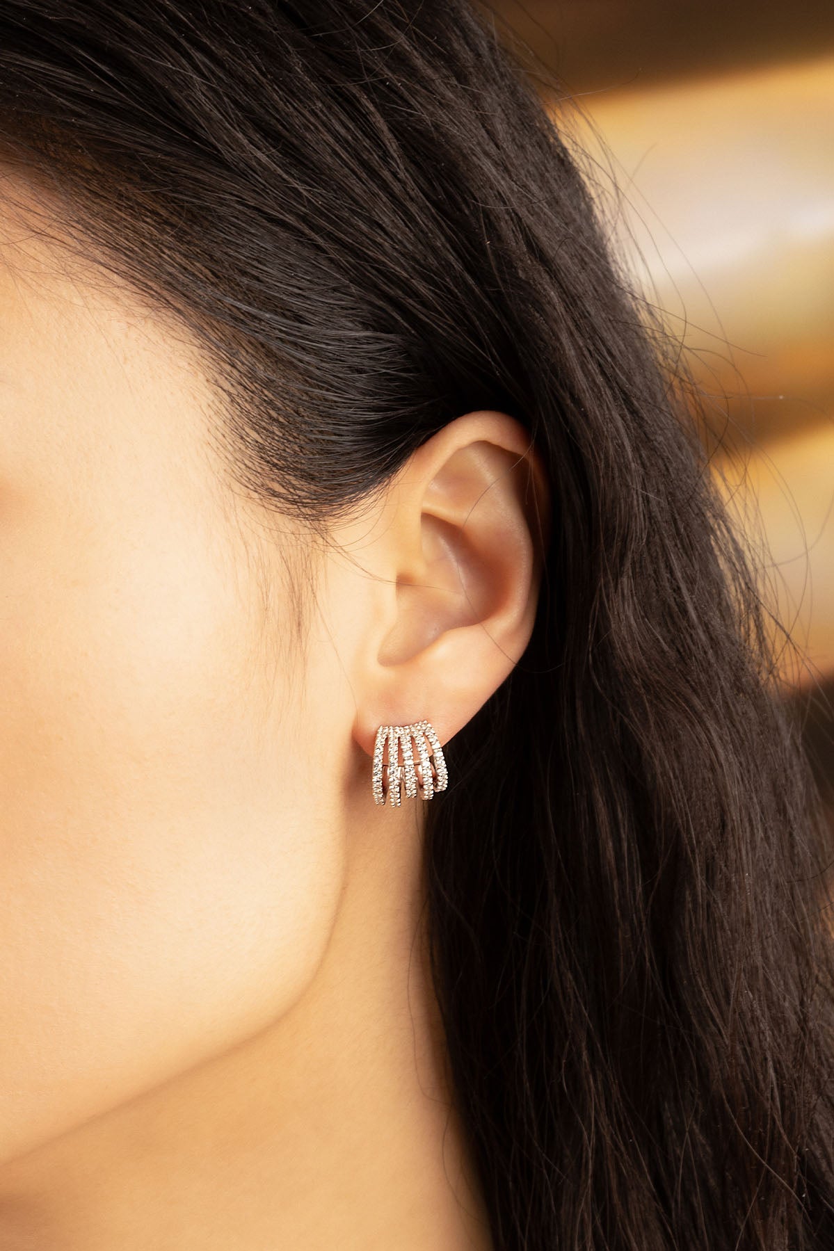 Boucles d'Oreilles 5 Anneaux APM Monaco en argent