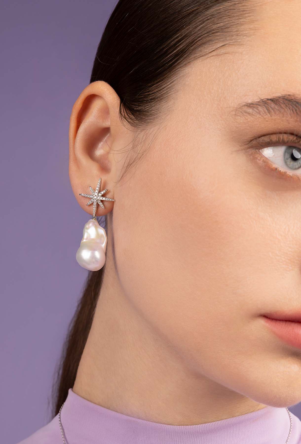 APM Monaco Boucles d'Oreilles Météorites avec Perles en Argent