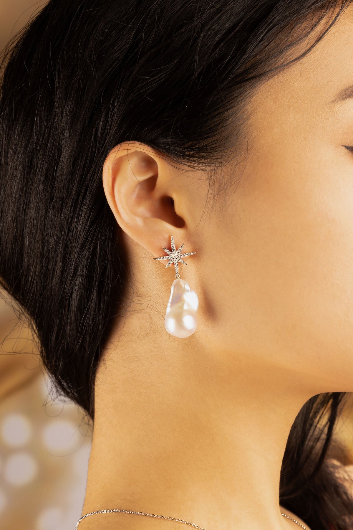 Boucles d'Oreilles Météorites avec Perles APM Monaco en argent