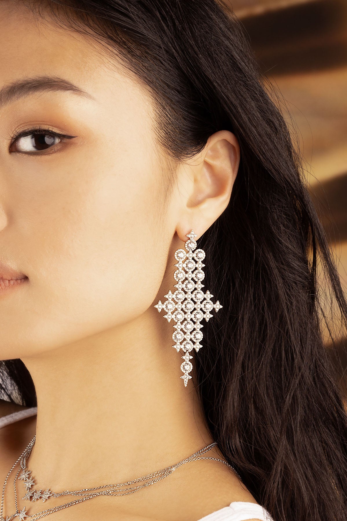 Boucles d'Oreilles Météorites Pavé APM Monaco en argent