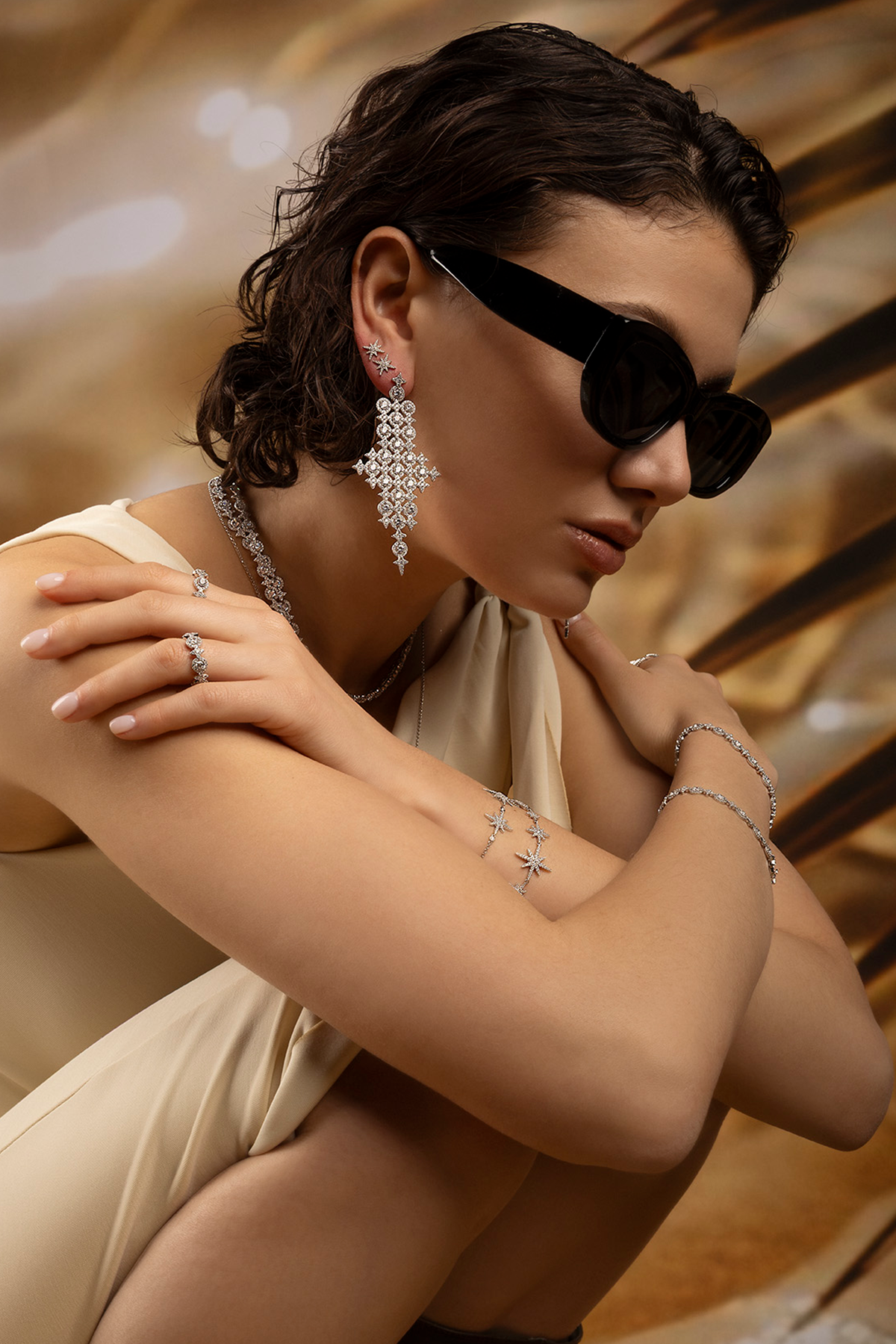 APM Monaco Boucles d'Oreilles Météorites Pavé en Argent