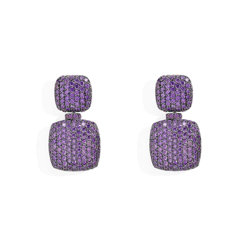 Boucles d Oreilles Carr Violettes APM Monaco