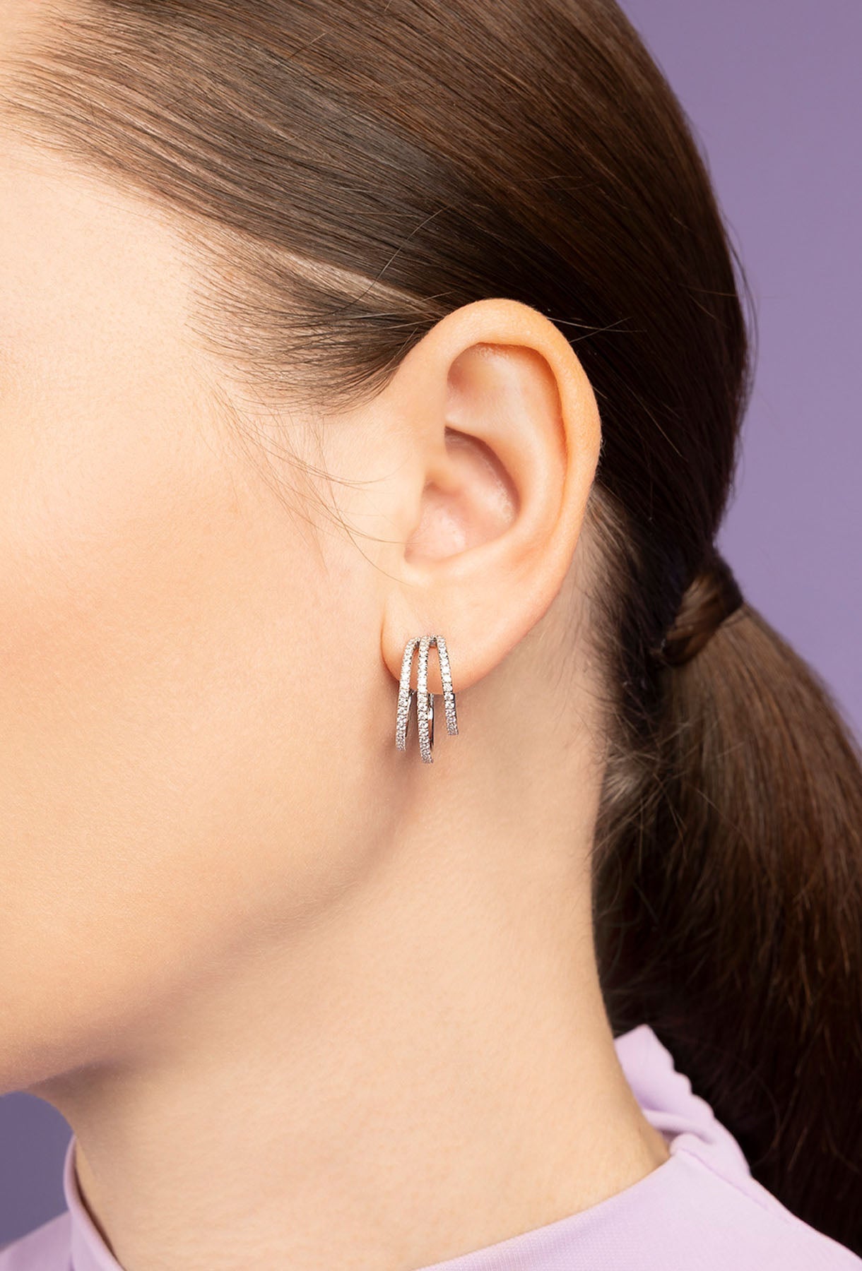 APM Monaco Boucles d'Oreilles Triple Anneaux en Argent