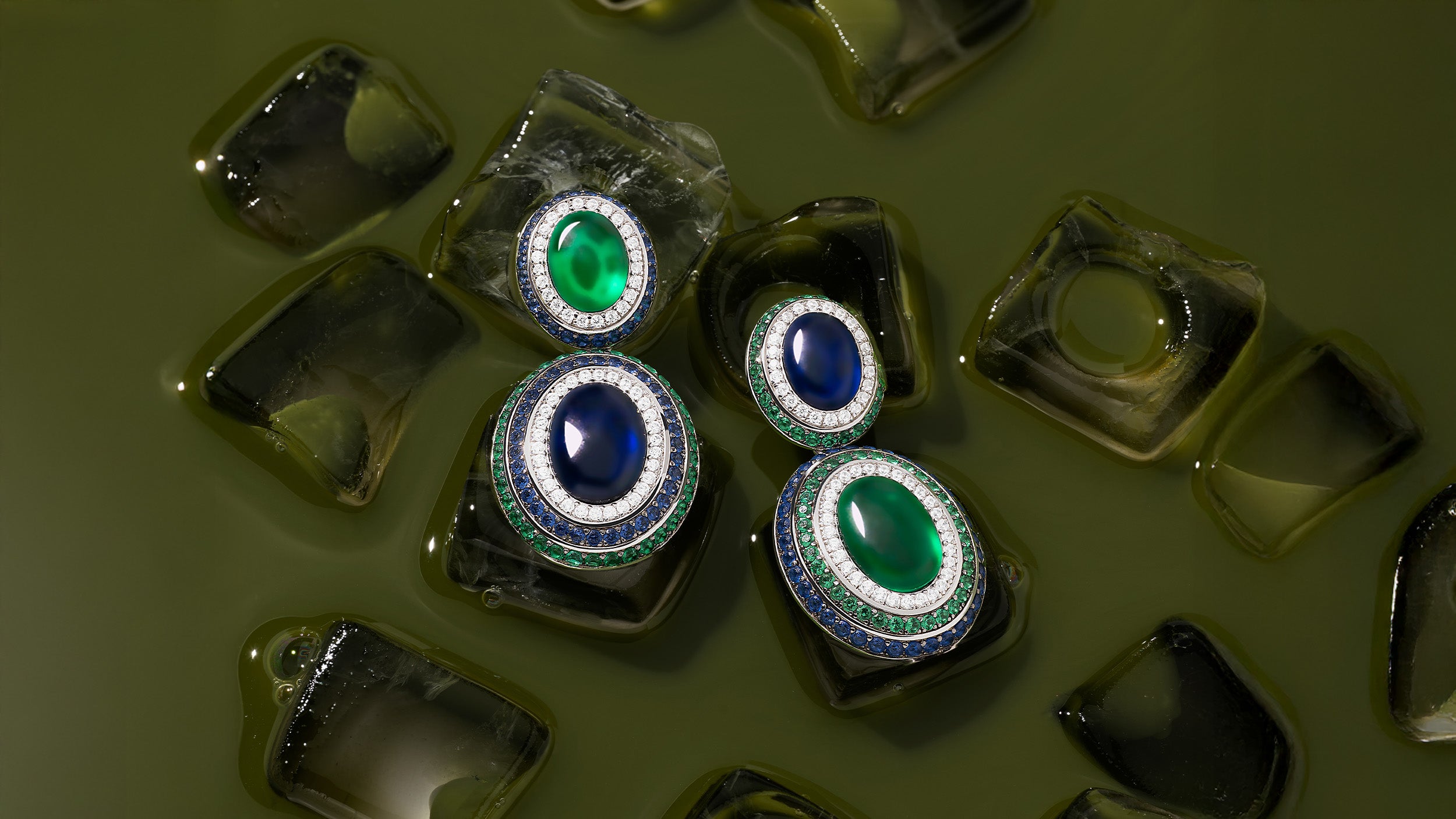 APM MONACO Boucles d'Oreilles Bold Vert Bleu