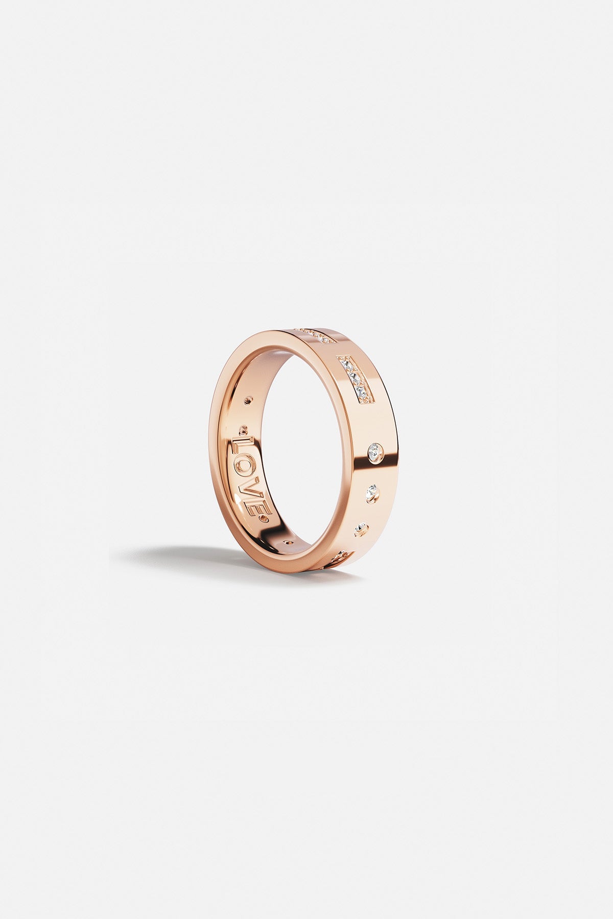 APM Monaco Bague Code Morse LOVE en Or Rose